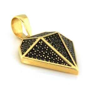 Złoty wisiorek ozdobiony czarnymi diamentami - Jubiler Kraków BigDIAMOND