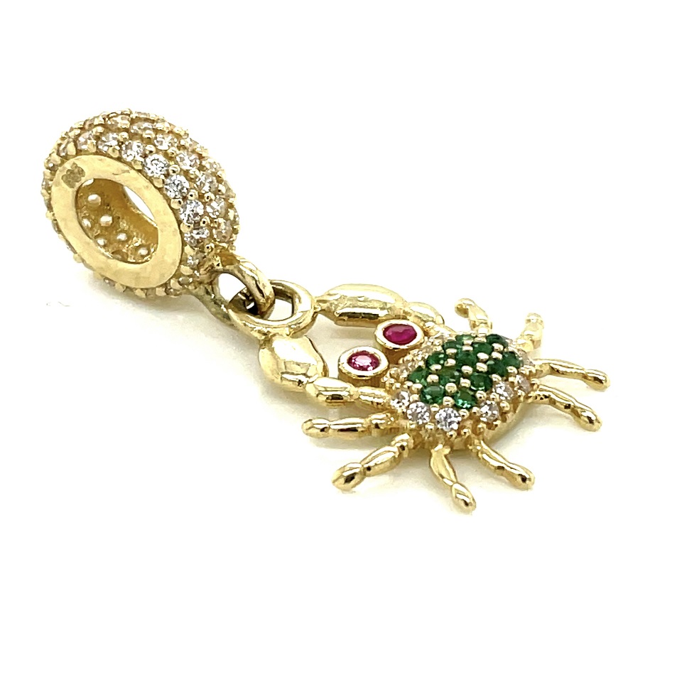 Złota zawieszka charms - krab 1 Zawieszka pająk złota z diamentami i kamieniami szlachetnymi Jubiler Kraków BigDIAMOND