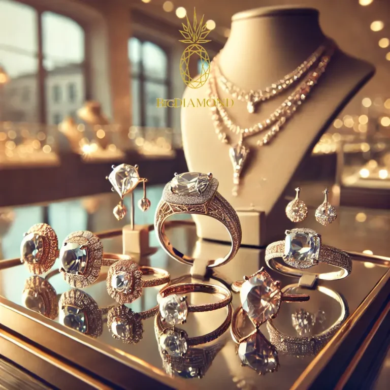 Kolekcja biżuterii na 2024 rok, w tym złote i srebrne bransolety, ear cuffs i perłowe naszyjniki.
