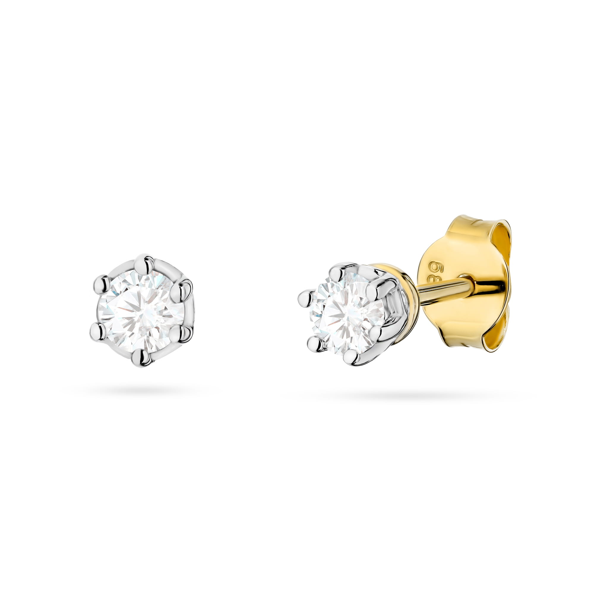 Złote kolczyki z diamentami laboratoryjnymi 2 x 0.15ct – żółte złoto 585 – BigDIAMOND Jubiler Kraków 1 Złote kolczyki z diamentami Jubiler Kraków BigDIAMOND 15