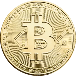 Złoty Bitcoin wykonany z 585 złota, waga 11,54 g, kolekcjonerski symbol prestiżu, BigDIAMOND Kraków