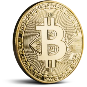 Złoty Bitcoin wykonany z 585 złota, waga 11,54 g, kolekcjonerski symbol prestiżu, BigDIAMOND Kraków