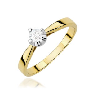 Złoty pierścionek zaręczynowy z diamentami laboratoryjnymi Jubiler Kraków BigDIAMOND 15