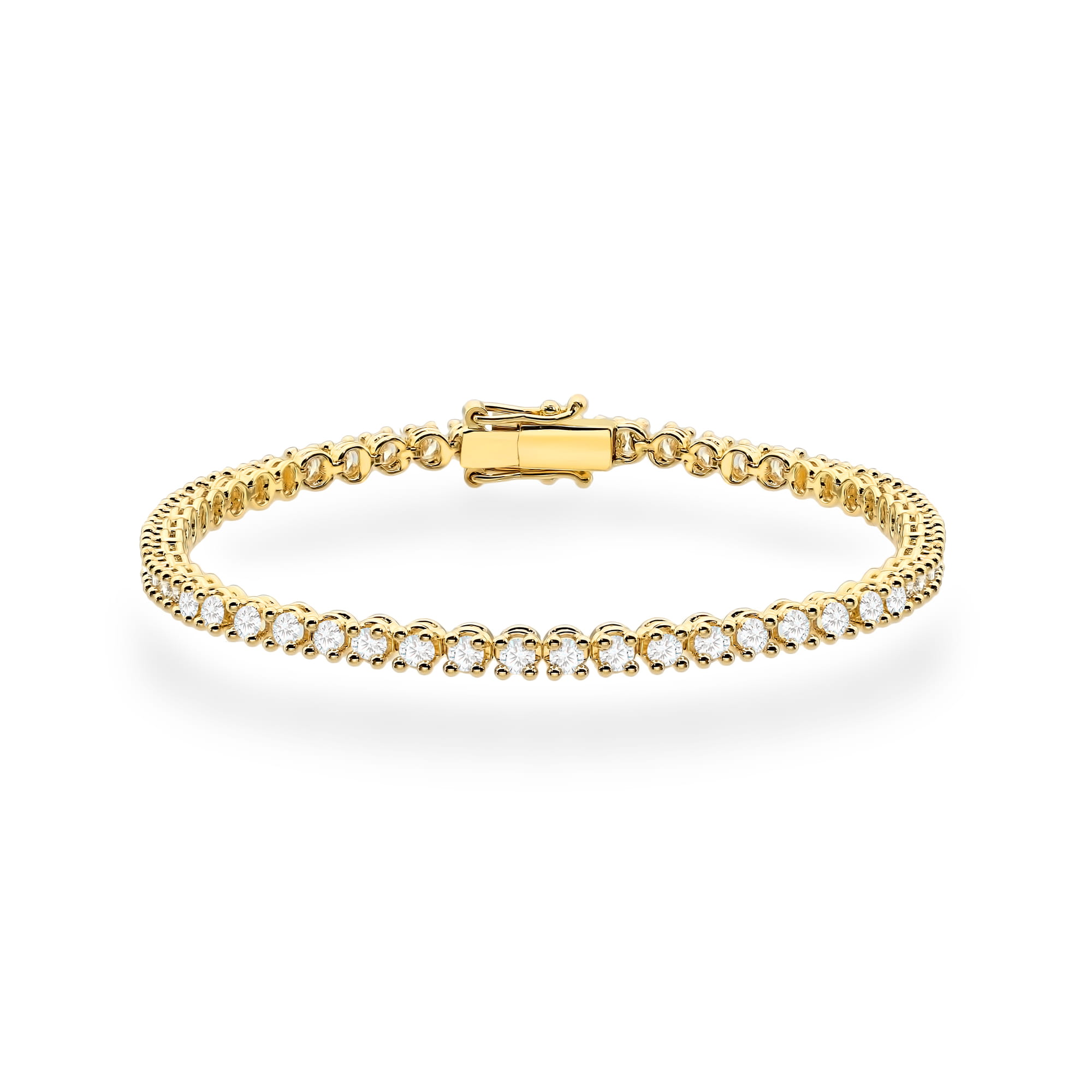 Bransoletka z żółtego złota 585 z prostym, eleganckim wzorem pojedynczych diamentów Dł. 18 cm 1 Bransoletka B0028 z diamentami laboratoryjnymi żółte złoto Jubiler Kraków BigDIAMOND
