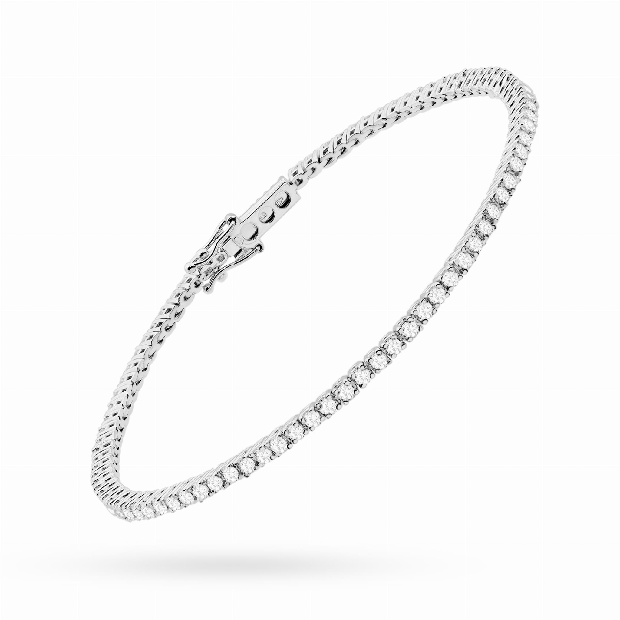 Bransoletka typu tennis z białego złota 585 z drobnymi diamentami Dł. 17 cm 2 Bransoletka typu tennis z białego złota 585 z drobnymi diamentami Dł. 17 cm - obrazek 2