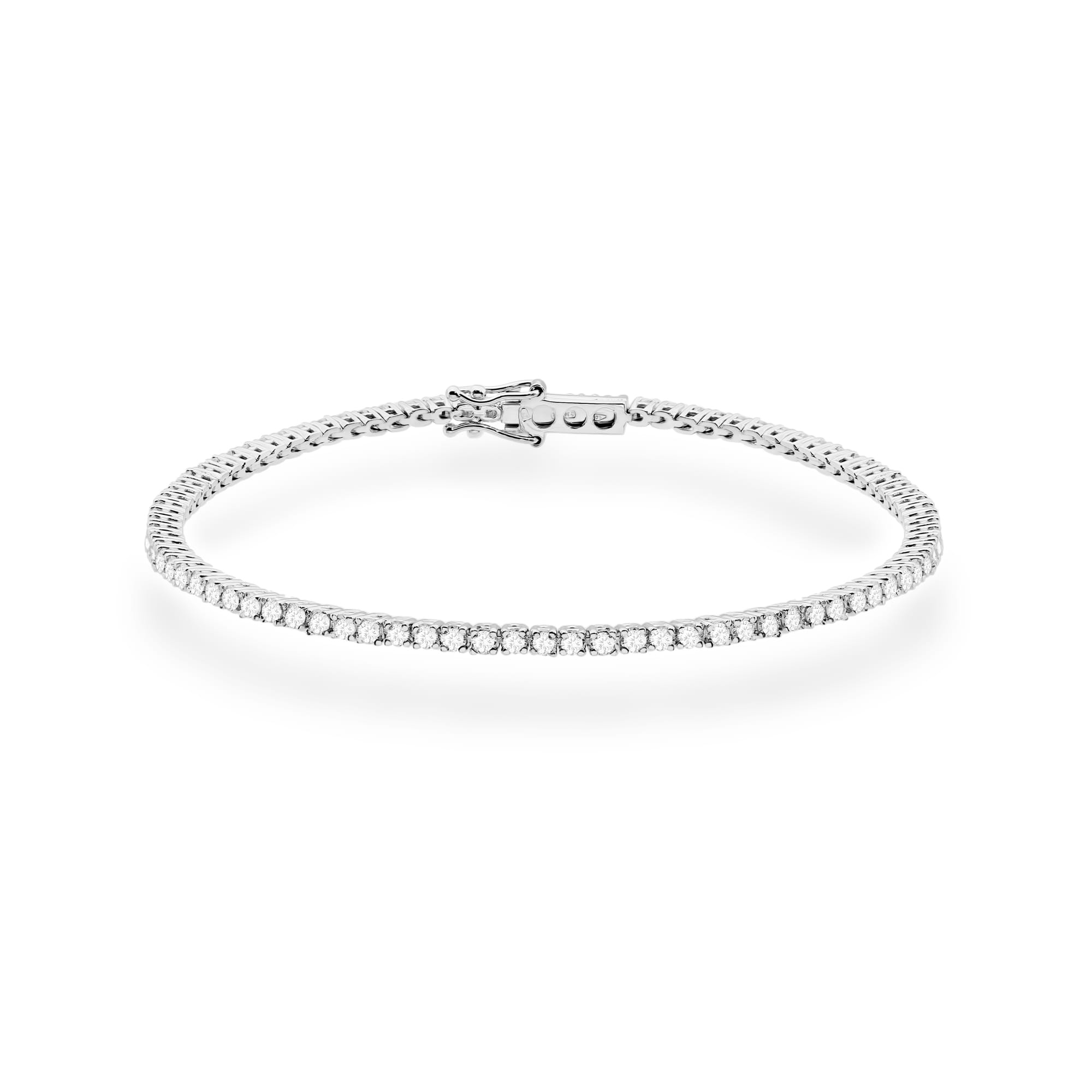 Bransoletka typu tennis z białego złota 585 z drobnymi diamentami Dł. 17 cm 1 Bransoletka B0029 z diamentami laboratoryjnymi białe złoto Jubiler Kraków BigDIAMOND