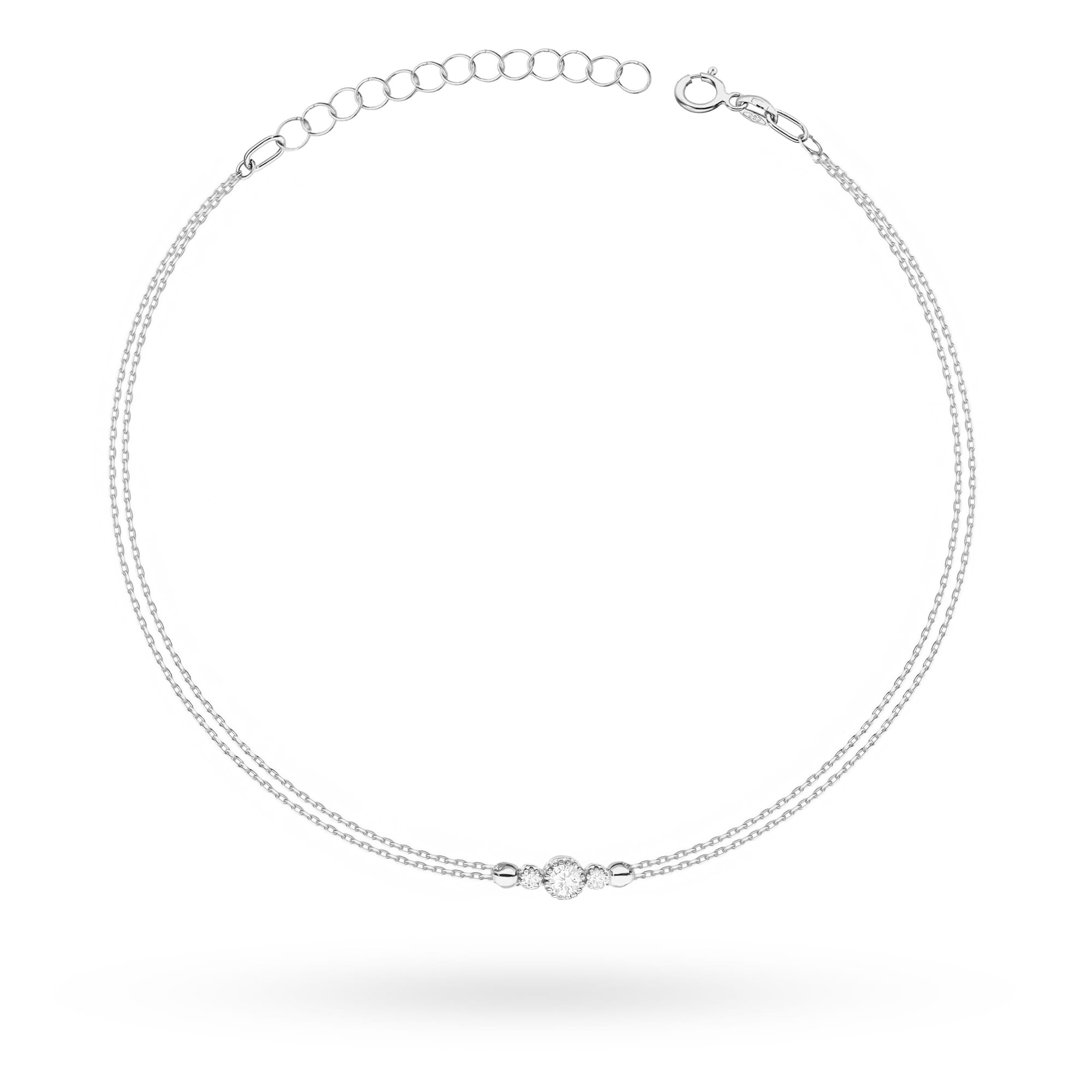 Bransoletka z białego złota 585 z czarnym kamieniem w minimalistycznej oprawie Dł. 18 cm 1 Bransoletka B003 Diament 0