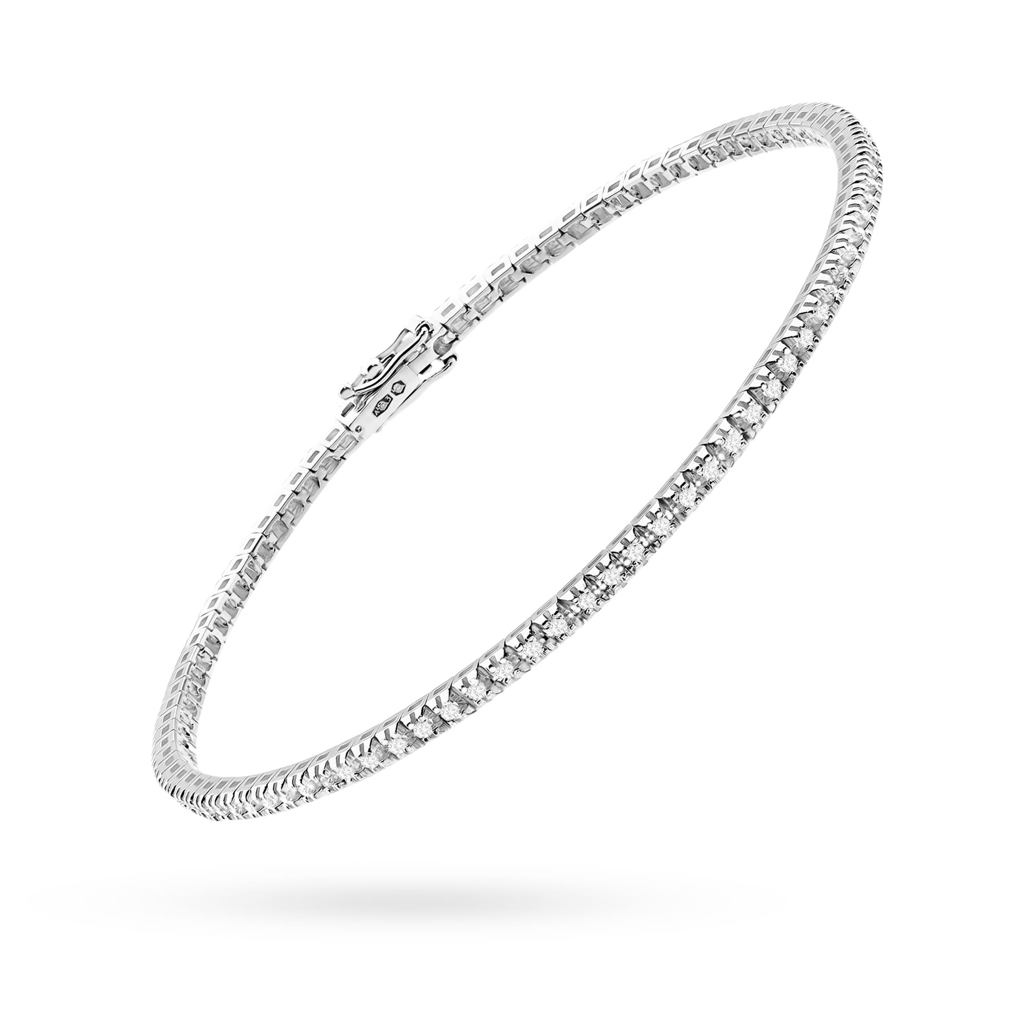 Bransoletka typu tennis z białego złota 585 z klasycznym rzędem diamentów Dł. 19 cm 2 Bransoletka typu tennis z białego złota 585 z klasycznym rzędem diamentów Dł. 19 cm - obrazek 2