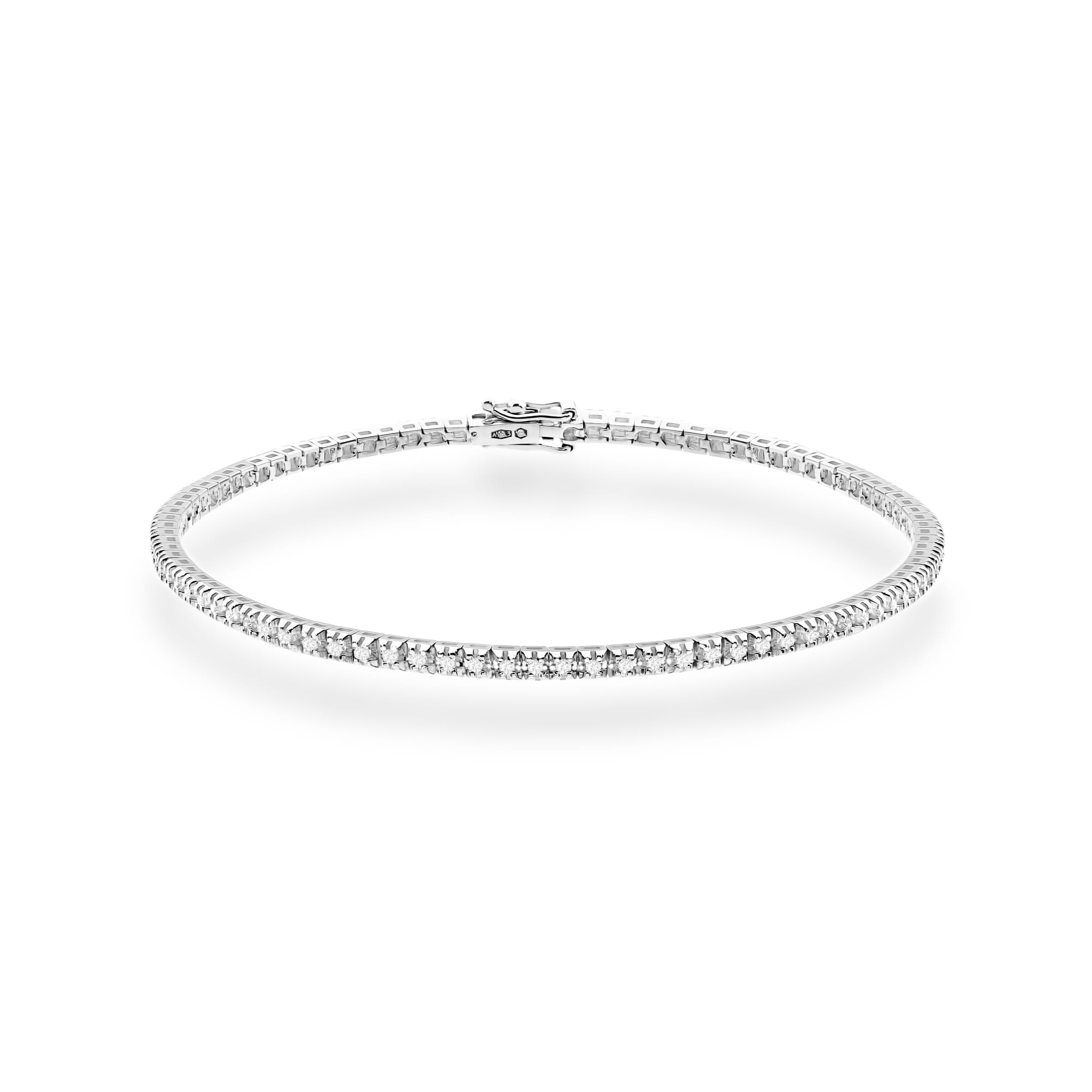 Bransoletka typu tennis z białego złota 585 z klasycznym rzędem diamentów Dł. 19 cm 1 Bransoletka B0031 z diamentami laboratoryjnymi białe złoto Jubiler Kraków BigDIAMOND