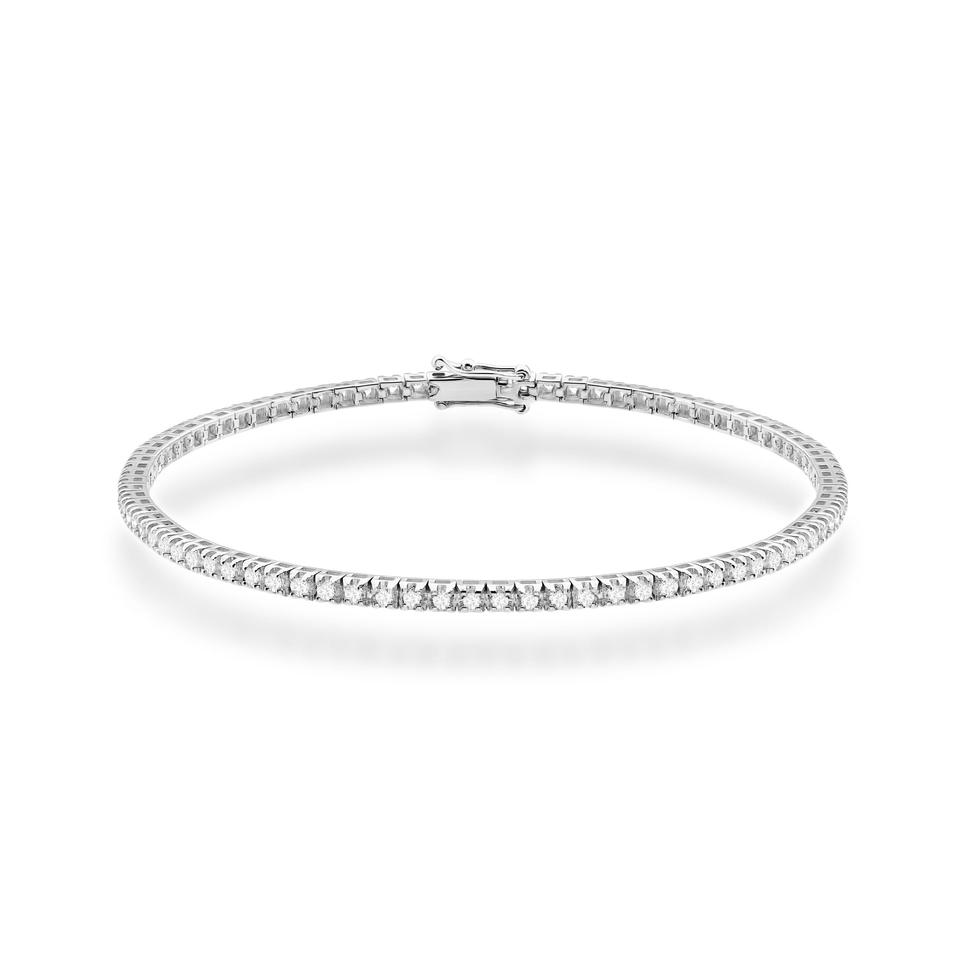 Bransoletka z białego złota 585 z delikatnymi, drobnymi diamentami w jednej linii Dł. 19 cm 1 Bransoletka B0031 z diamentami laboratoryjnymi białe złoto Jubiler Kraków BigDIAMOND