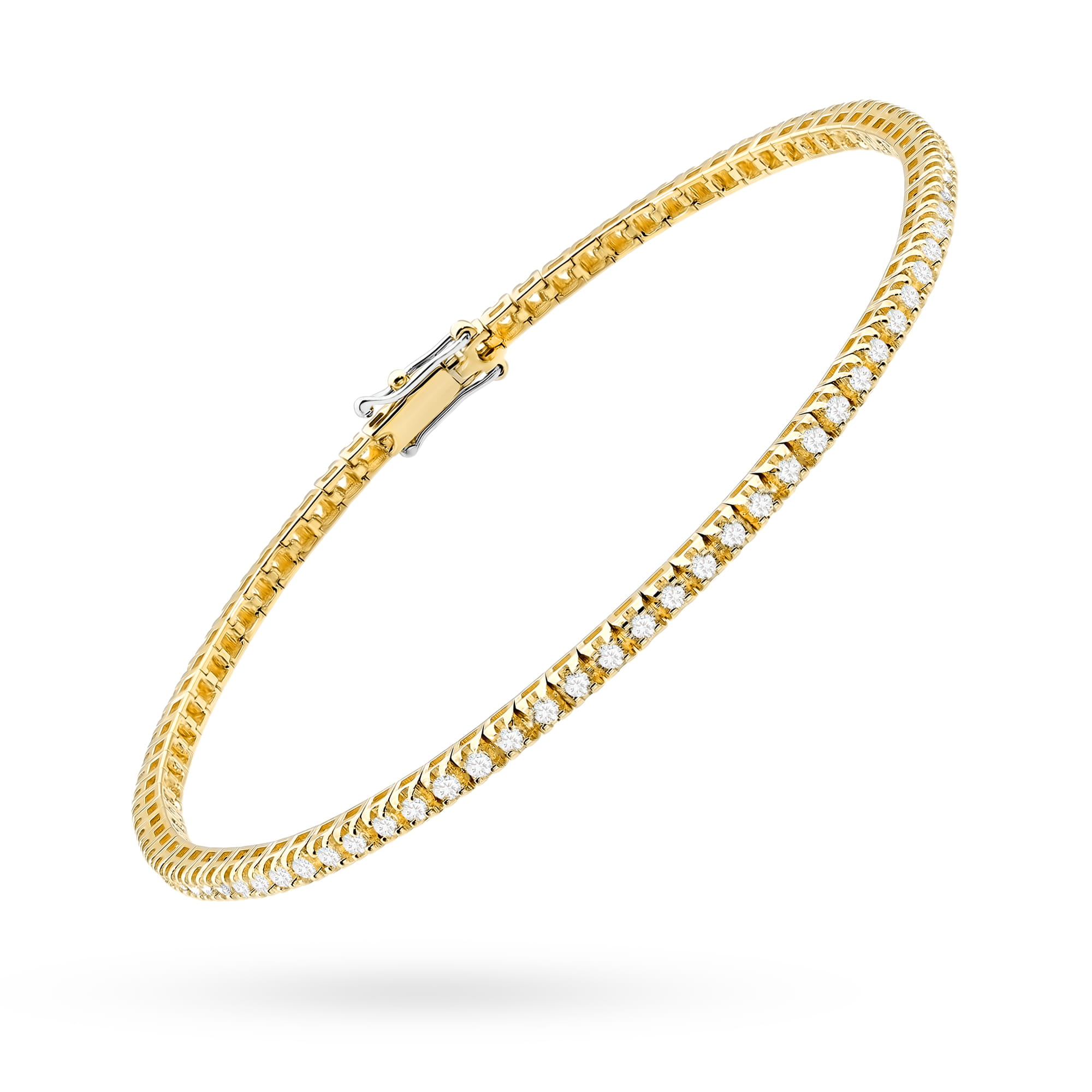 Bransoletka typu tennis z żółtego złota 585 z większymi diamentami w klasycznej oprawie Dł. 19 cm 2 Bransoletka typu tennis z żółtego złota 585 z większymi diamentami w klasycznej oprawie Dł. 19 cm - obrazek 2