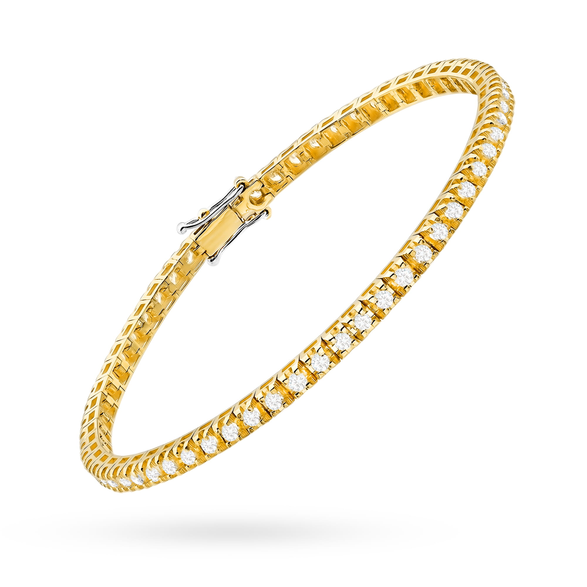 Bransoletka z żółtego złota 585 z szerokim rzędem diamentów w eleganckim stylu glamour Dł. 19 cm 2 Bransoletka z żółtego złota 585 z szerokim rzędem diamentów w eleganckim stylu glamour Dł. 19 cm - obrazek 2