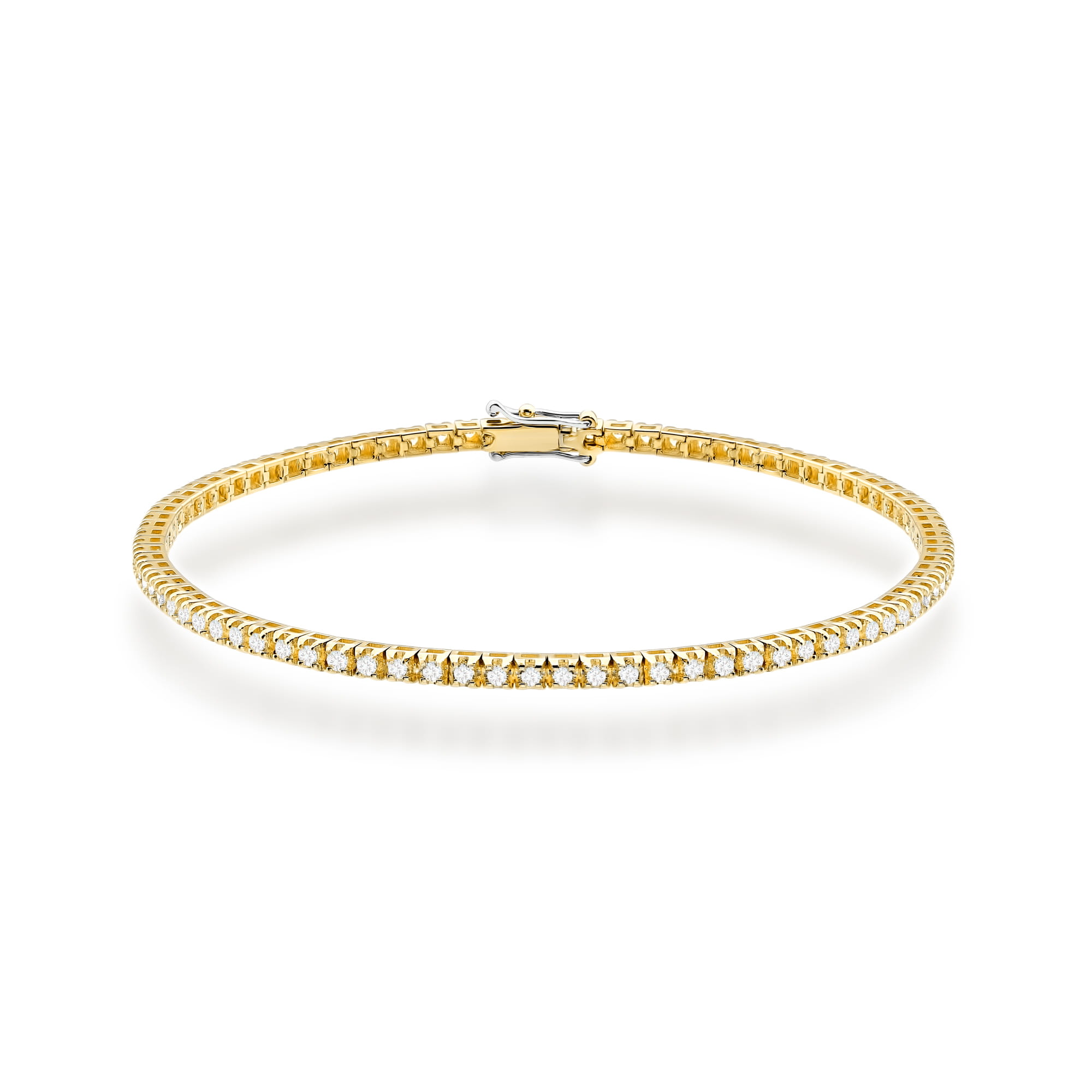 Bransoletka typu tennis z żółtego złota 585 z większymi diamentami w klasycznej oprawie Dł. 19 cm 1 Bransoletka B0031 z diamentami laboratoryjnymi żółte złoto Jubiler Kraków BigDIAMOND
