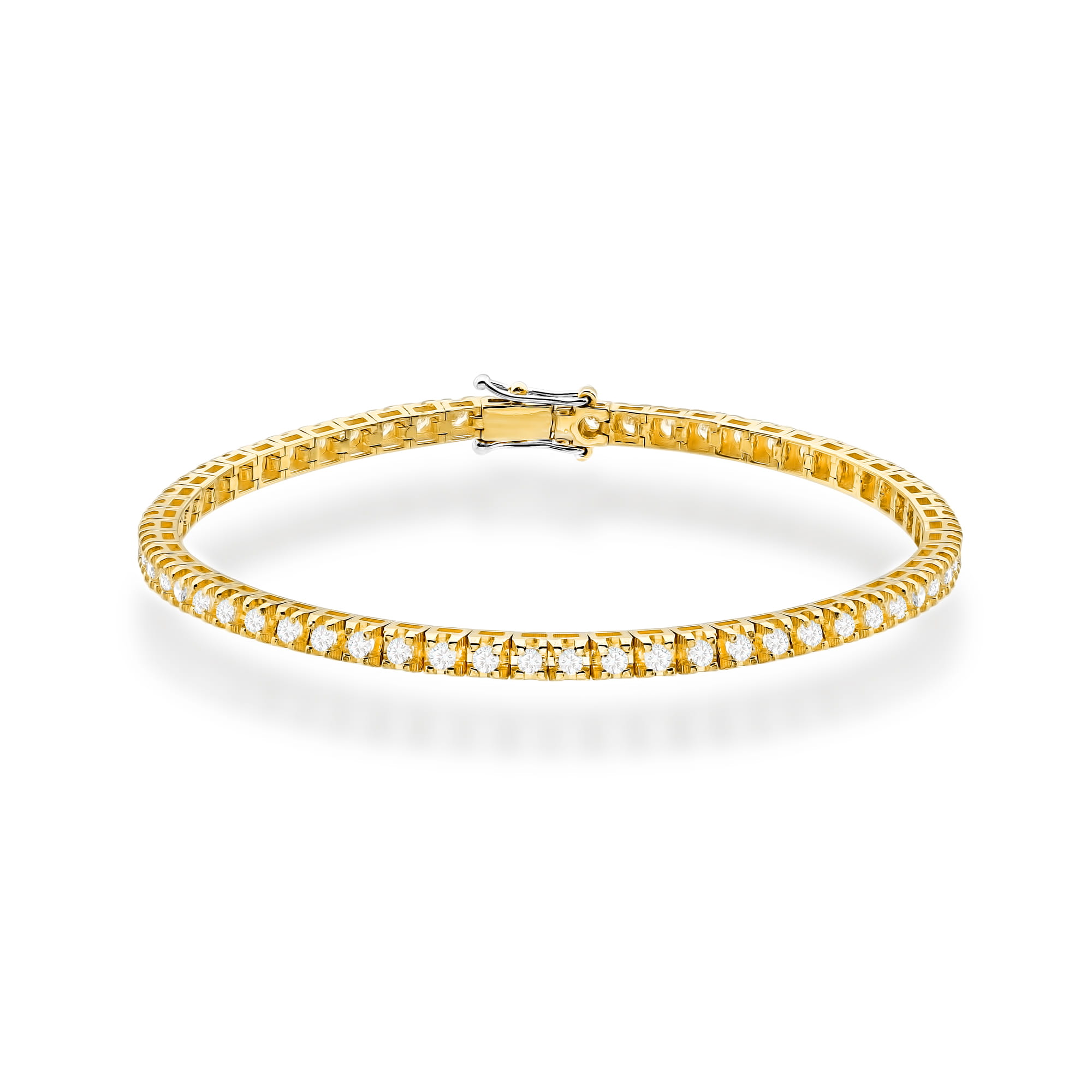 Bransoletka z żółtego złota 585 z szerokim rzędem diamentów w eleganckim stylu glamour Dł. 19 cm 1 Bransoletka z diamentami laboratoryjnymi – złoto żółte 585 – BigDIAMOND Kraków