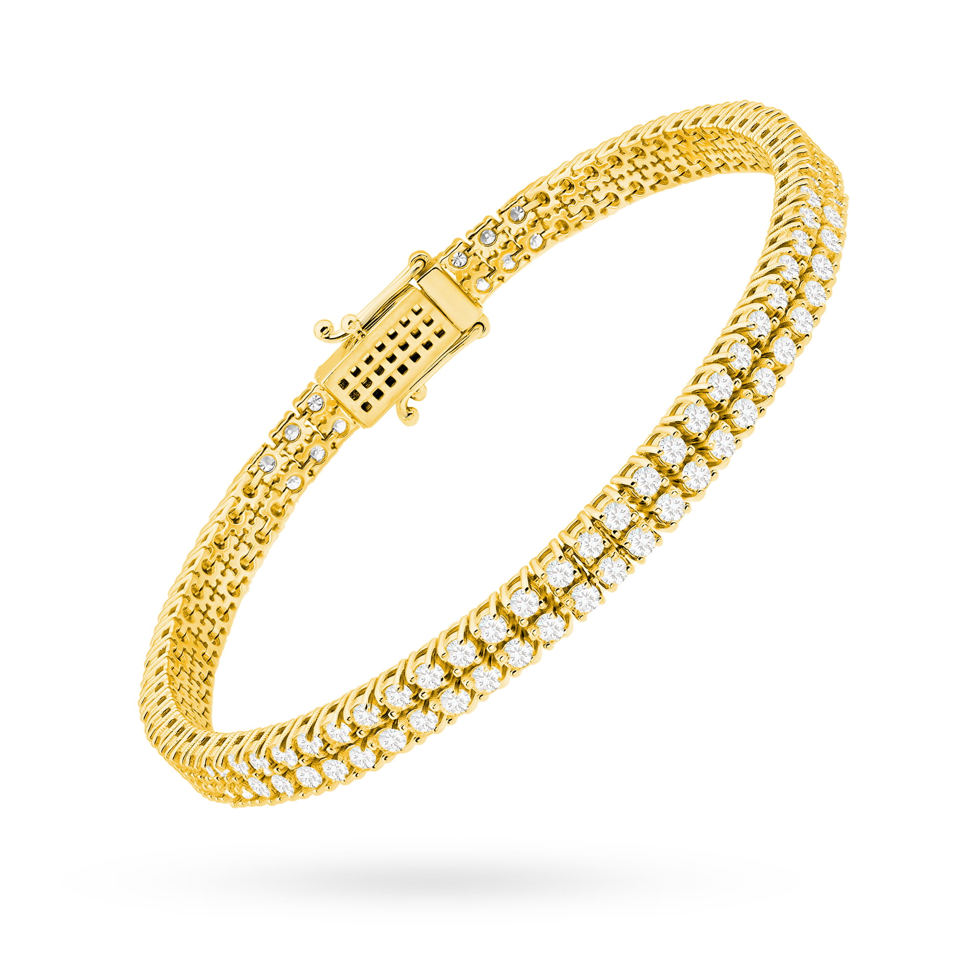 Bransoletka typu tennis z żółtego złota 585 z dużymi, błyszczącymi diamentami Dł. 18 cm 2 Bransoletka typu tennis z żółtego złota 585 z dużymi, błyszczącymi diamentami Dł. 18 cm - obrazek 2