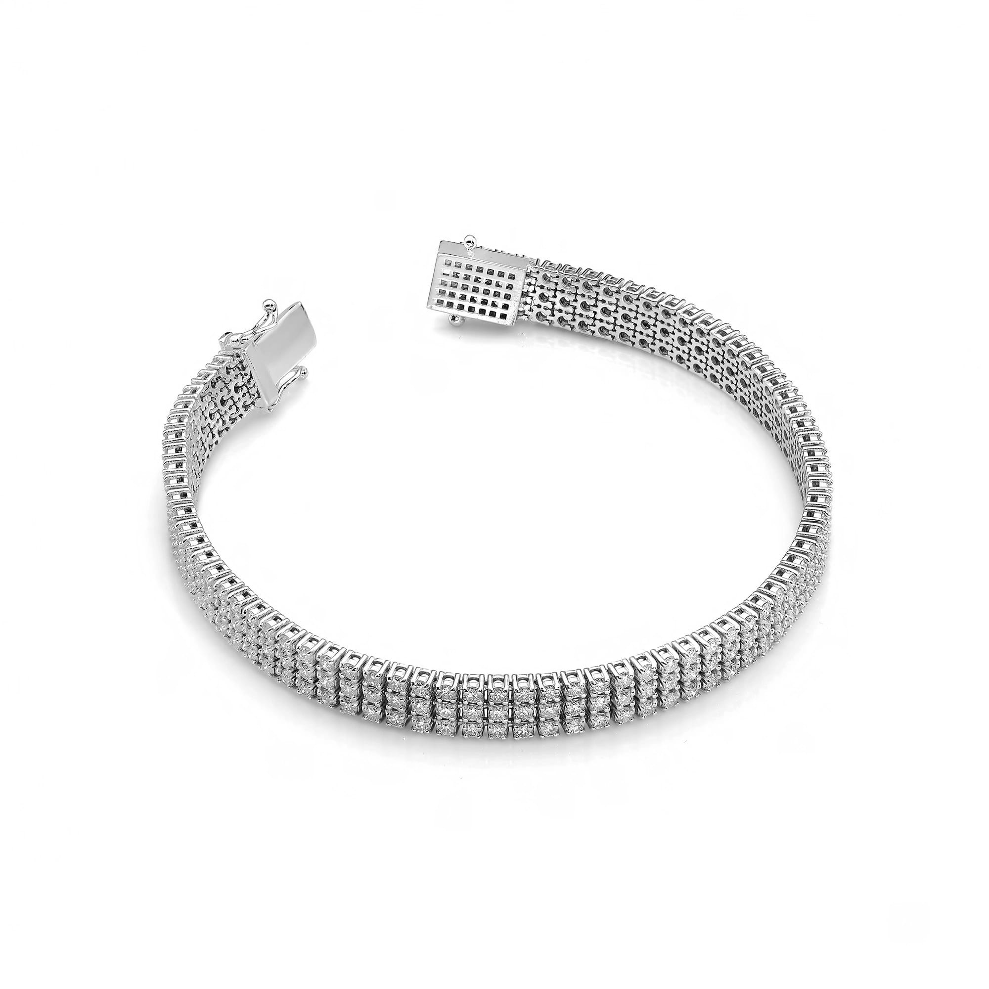 Bransoletka z białego złota 585 z gęsto osadzonymi diamentami w stylu glamour 1 Bransoletka B0035 z diamentami białe złoto Jubiler Kraków BigDIAMOND