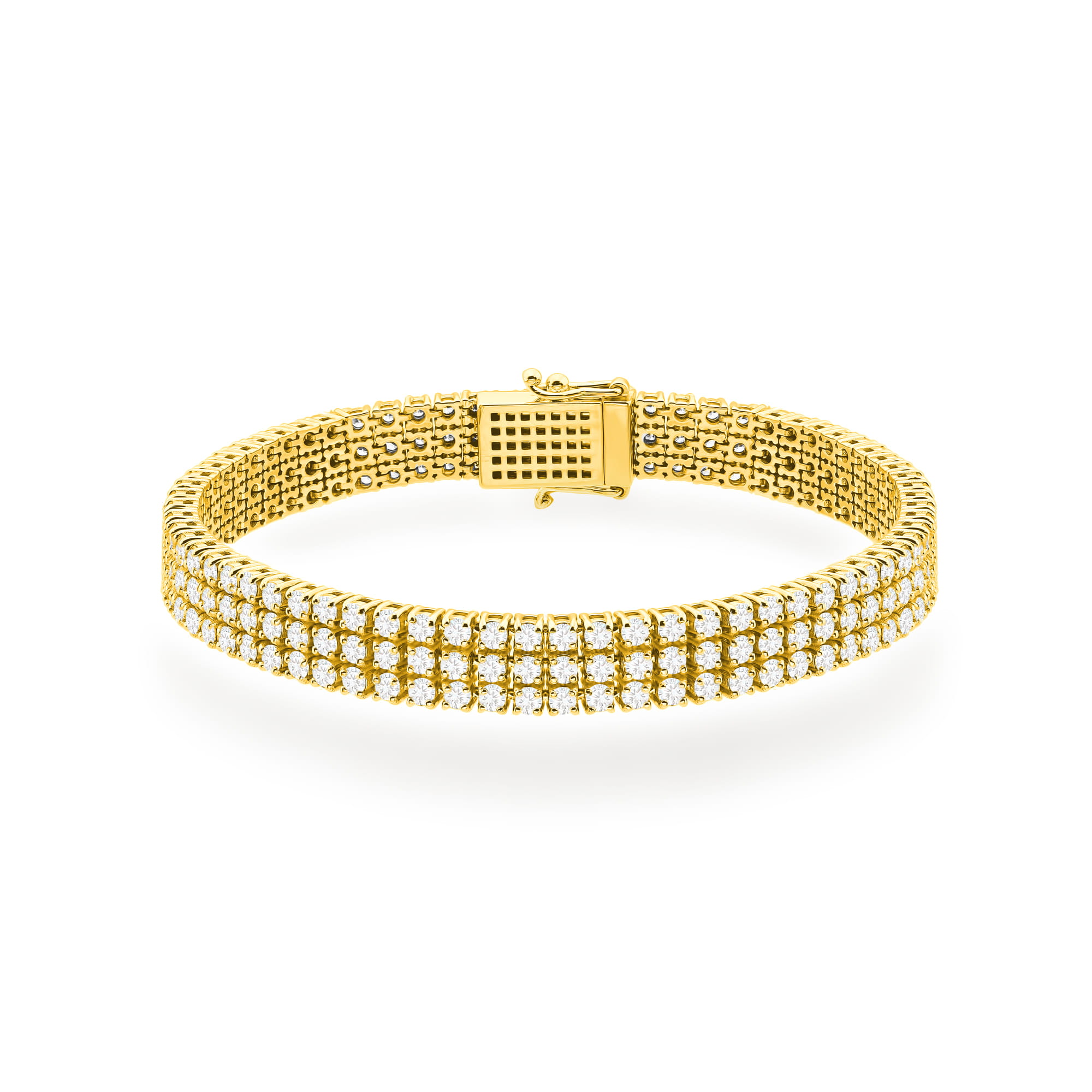 Bransoletka z żółtego złota 585 z podwójnym rzędem diamentów w stylu glamour Dł. 18 cm 1 Bransoletka B0035 z diamentami laboratoryjnymi żółte złoto Jubiler Kraków BigDIAMOND