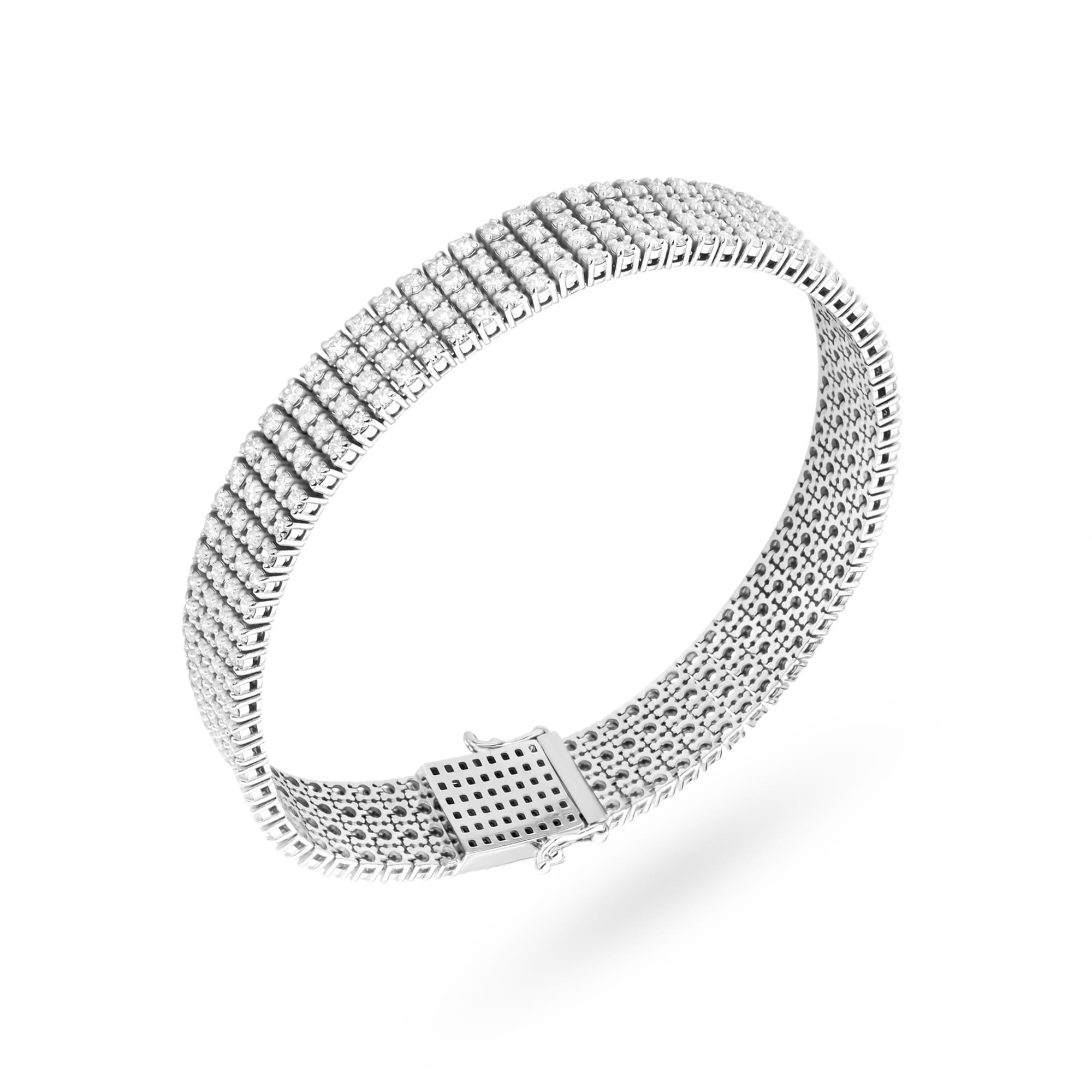 Bransoletka z białego złota 585 w formie szerokiej opaski wysadzanej drobnymi diamentami Dł. 18 cm 2 Bransoletka z białego złota 585 w formie szerokiej opaski wysadzanej drobnymi diamentami Dł. 18 cm - obrazek 2