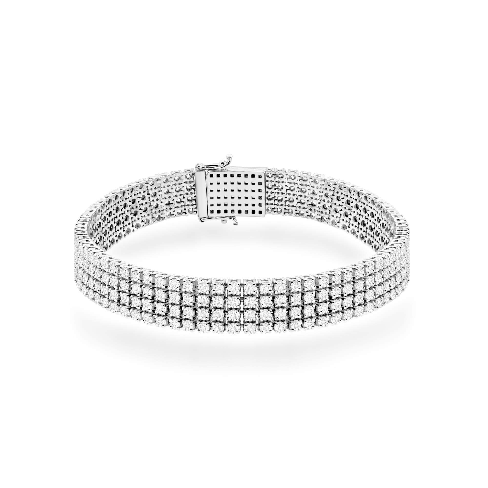 Bransoletka z białego złota 585 z potrójnym rzędem diamentów w efektownej oprawie Dł. 18 cm 1 Bransoletka B0036 z diamentami laboratoryjnymi białe złoto Jubiler Kraków BigDIAMOND