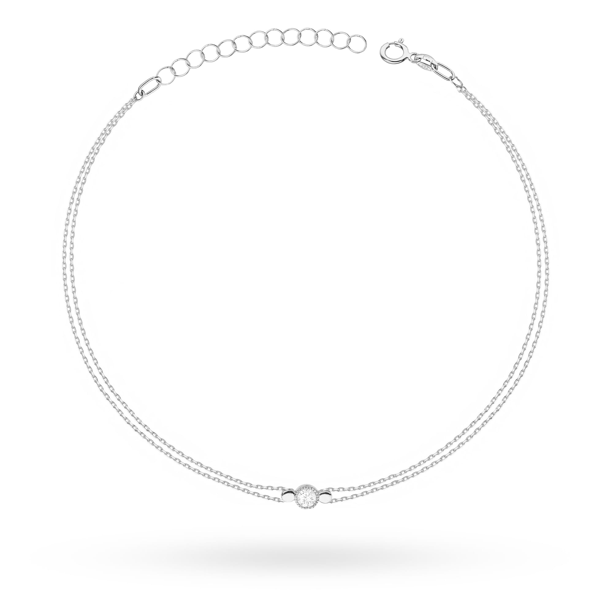 Bransoletka z białego złota 585 z czerwonym kamieniem w centralnym punkcie Dł. 18 cm 1 Bransoletka B004 Diament 0