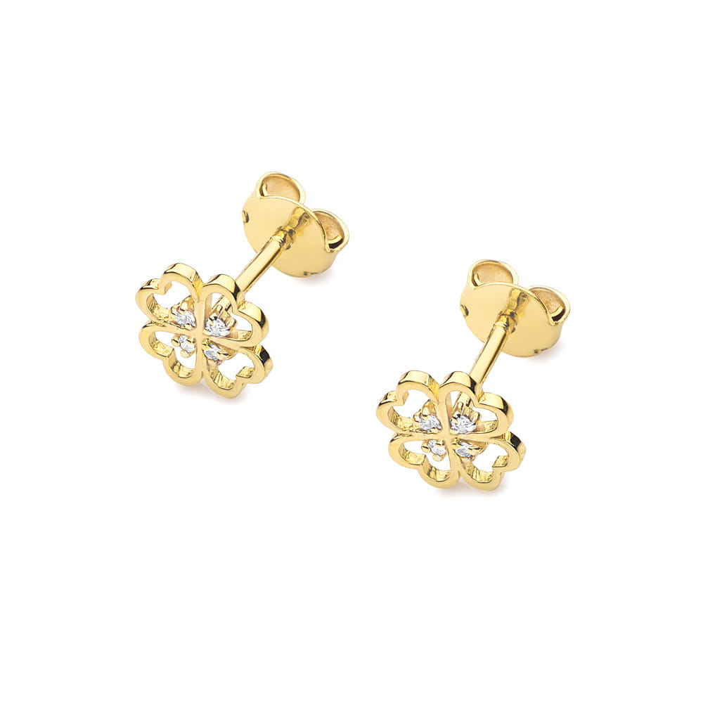 Kolczyki CK008 z diamentami żółte złoto 2 Kolczyki CK008 z diamentami żółte złoto - obrazek 2