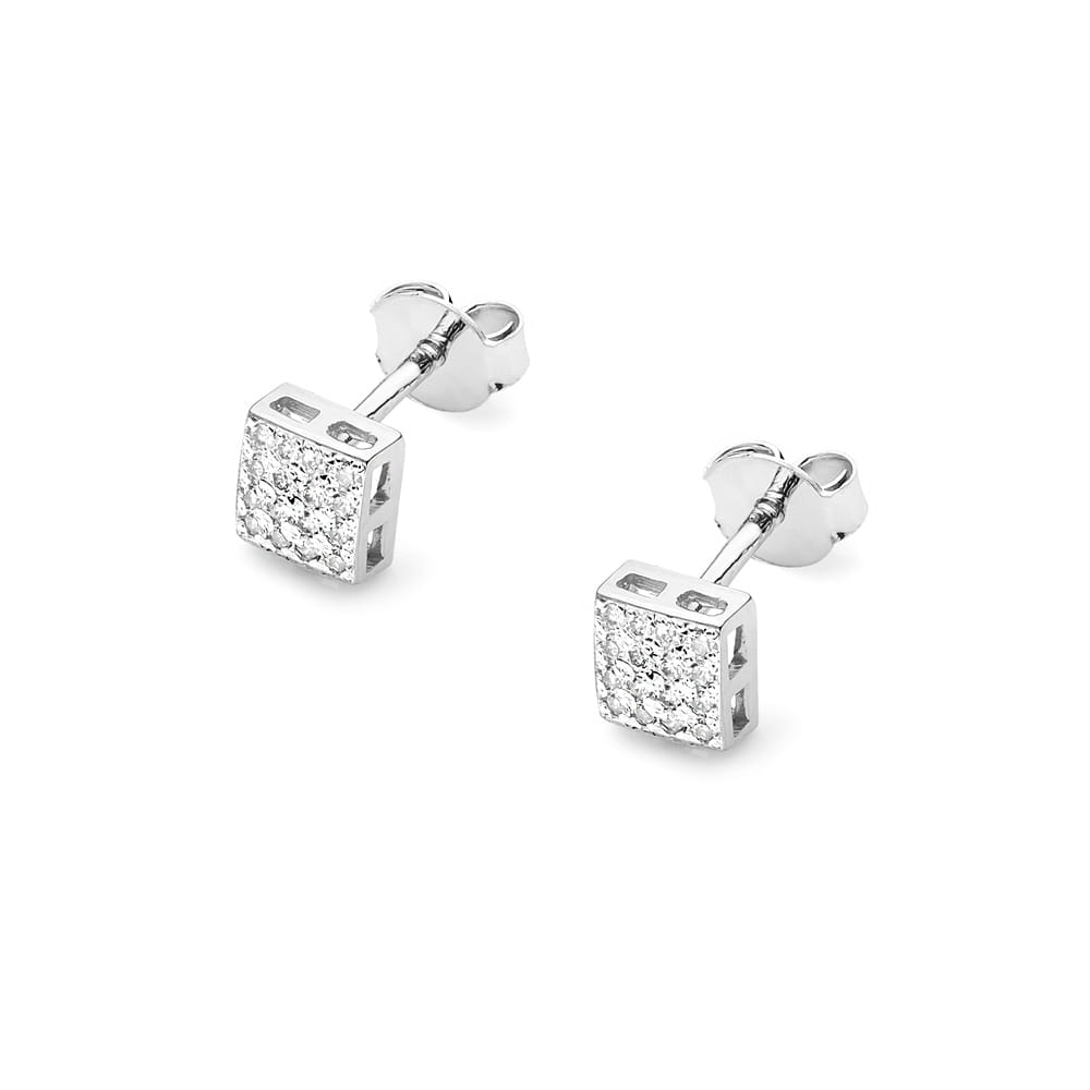 Kolczyki CK013 z diamentami białe złoto 2 Kolczyki CK013 z diamentami białe złoto - obrazek 2