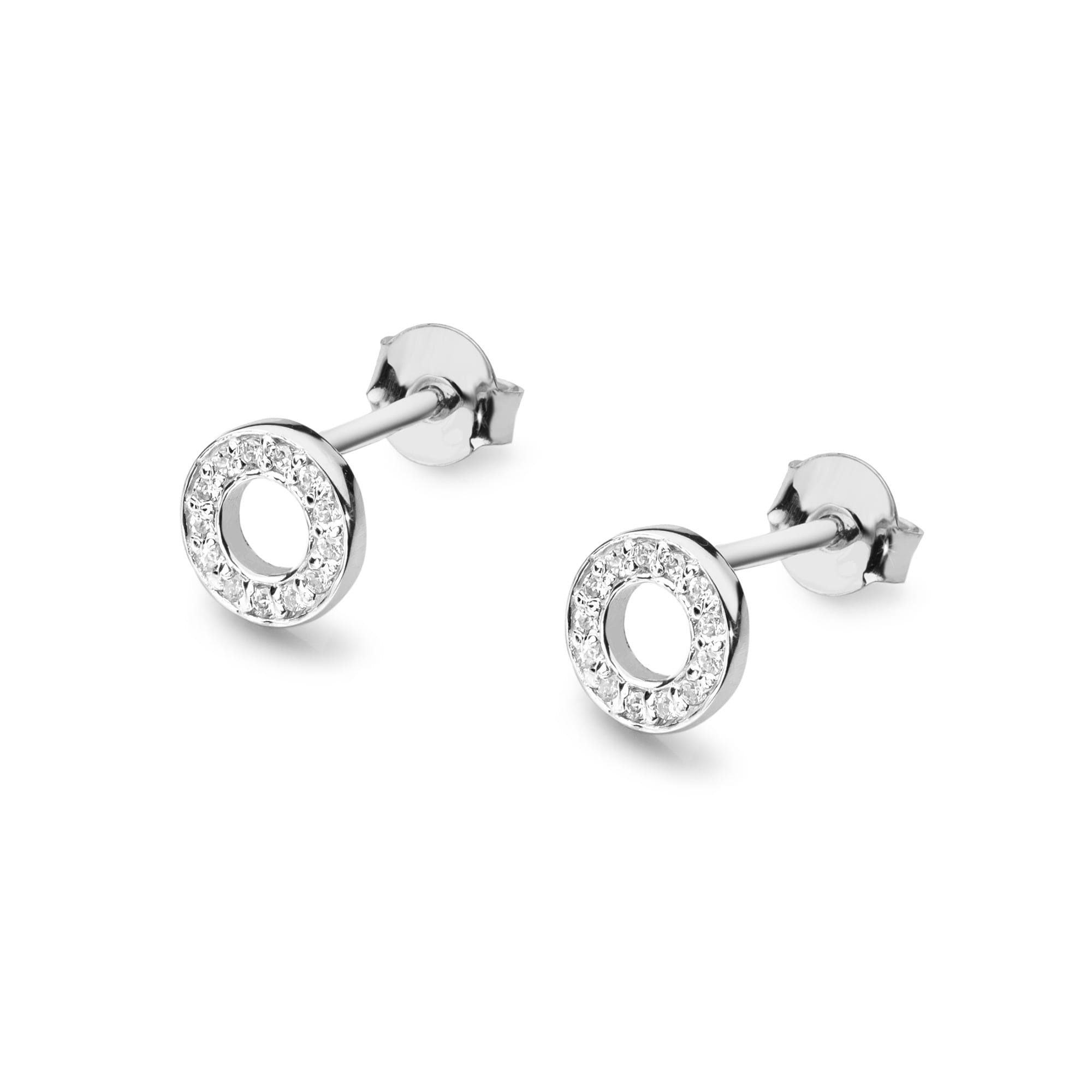 Kolczyki CK014 z diamentami białe złoto 2 Kolczyki CK014 z diamentami białe złoto - obrazek 2