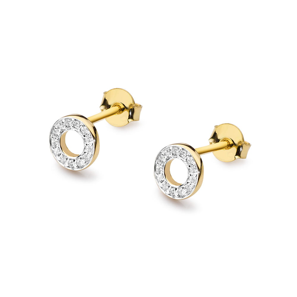 Kolczyki CK014 z diamentami żółte złoto 2 Kolczyki CK014 z diamentami żółte złoto - obrazek 2