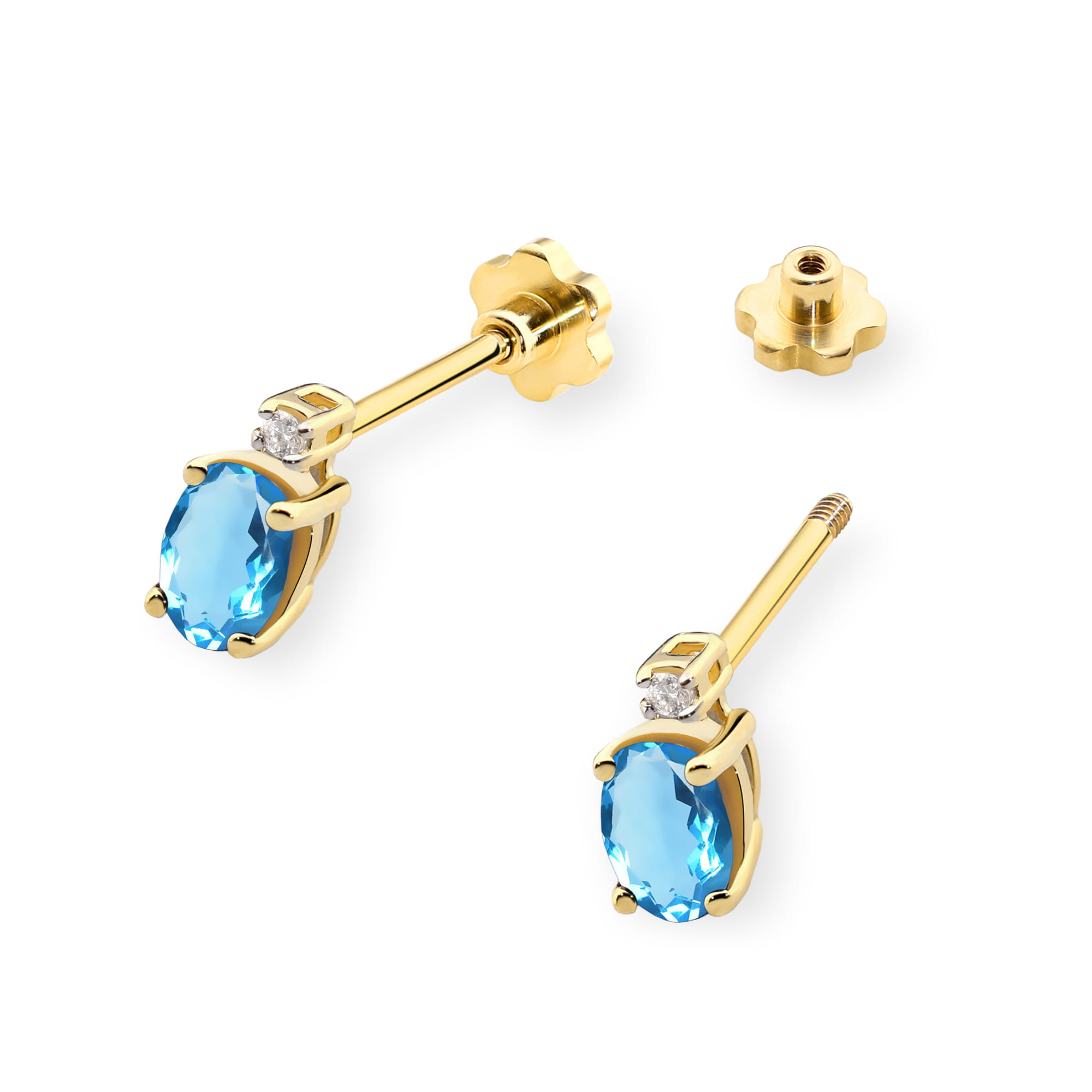 Kolczyki Topaz 2 x 0,50ct żółte złoto sztyft zakręcany 2 50ct żółte złoto sztyft zakręcany Jubiler Kraków BigDIAMOND