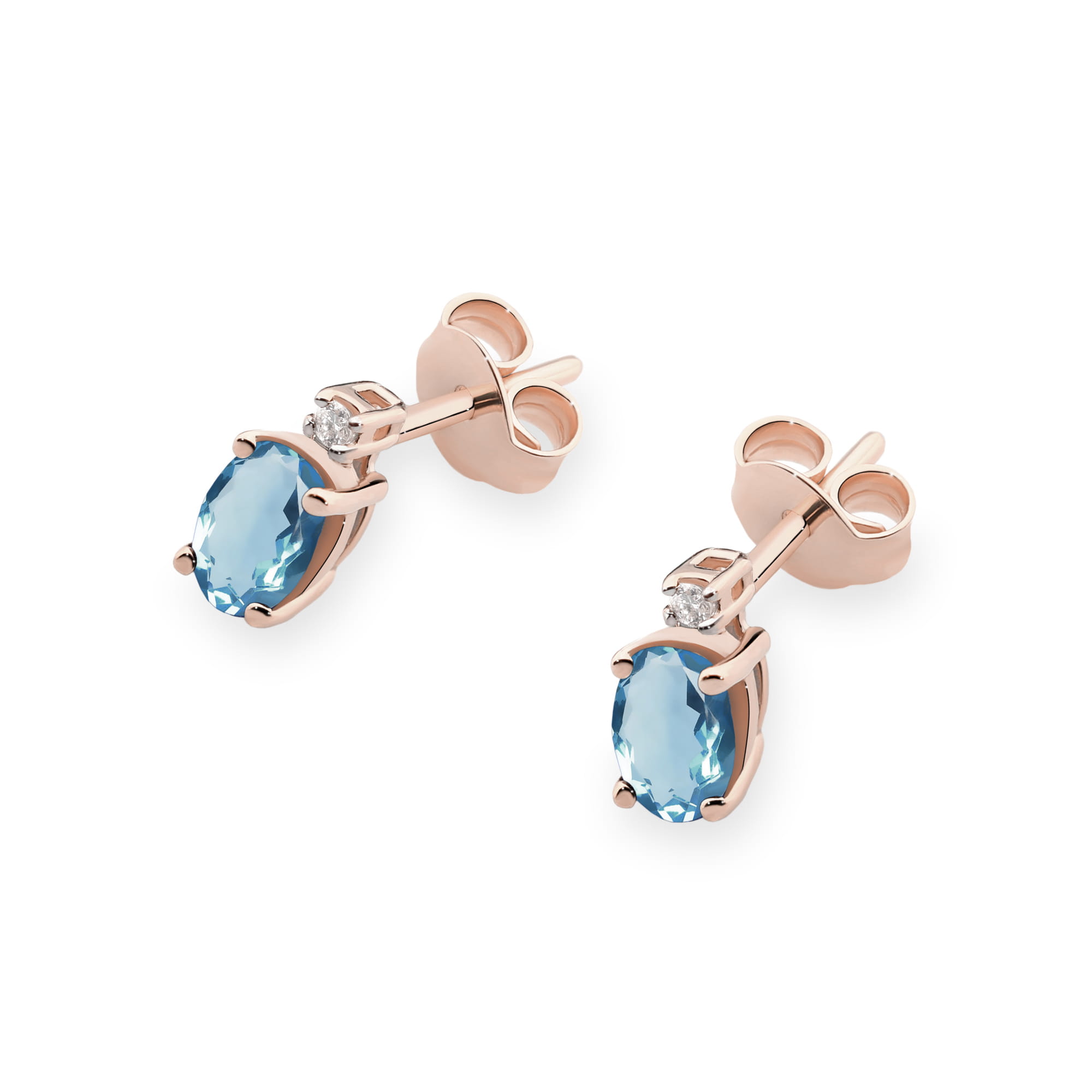 Kolczyki Topaz London Blue 2 x 0,50ct różowe złoto 2 50ct różowe złoto Jubiler Kraków BigDIAMOND
