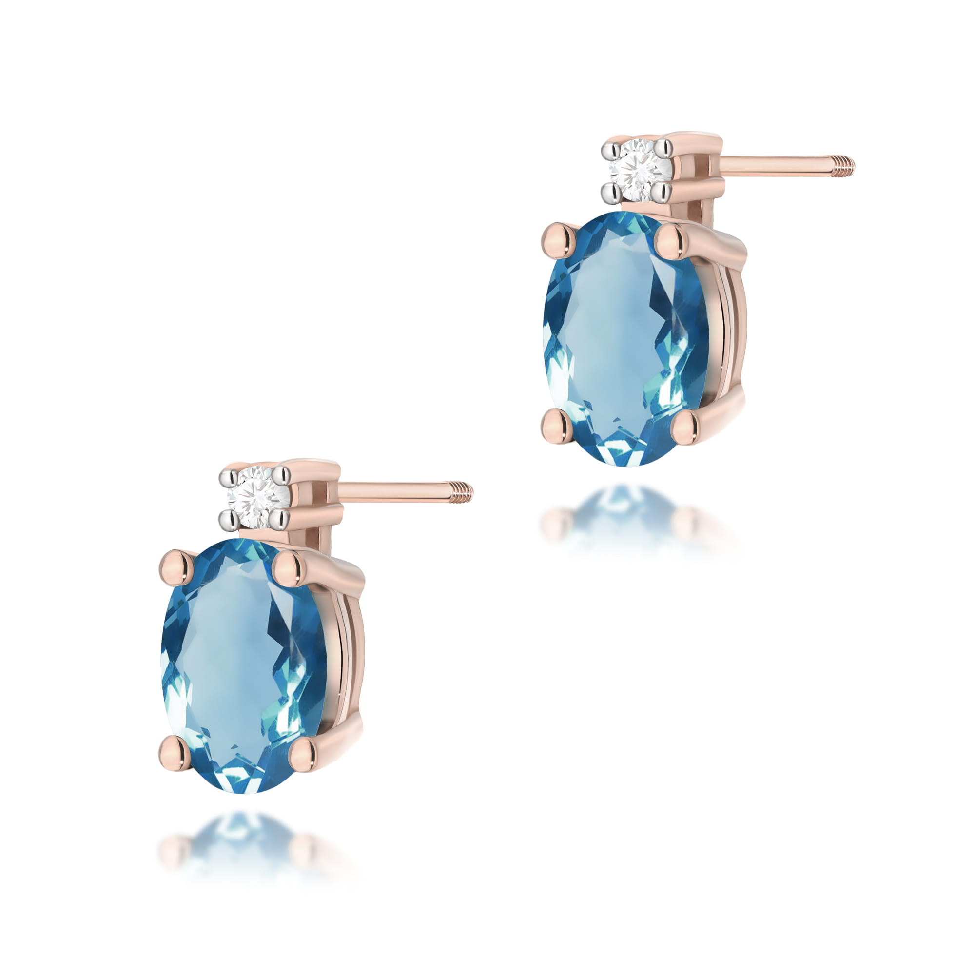 Kolczyki Topaz London Blue 2 x 0,50ct różowe złoto sztyft zakręcany 1 Kolczyki K0001 Topaz London Blue 2 x 0