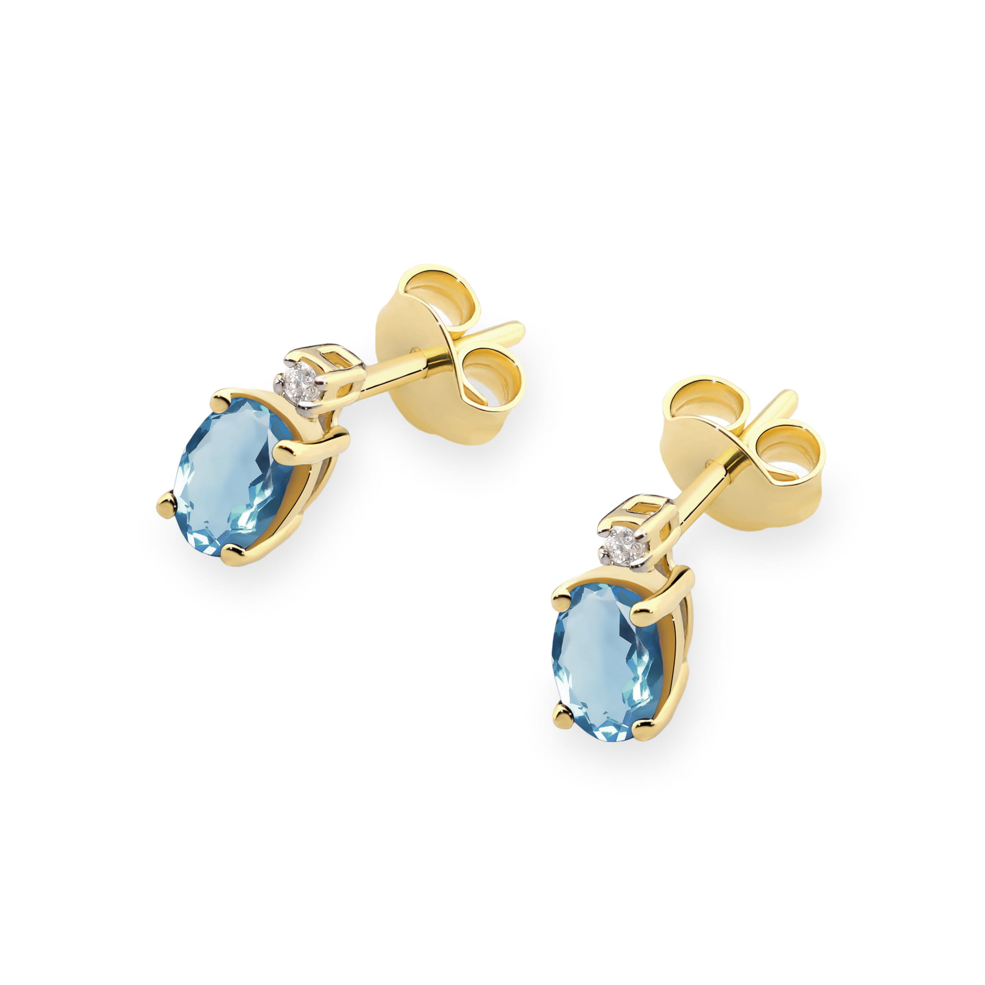Kolczyki Topaz London Blue 2 x 0,50ct żółte złoto 2 50ct żółte złoto Jubiler Kraków BigDIAMOND