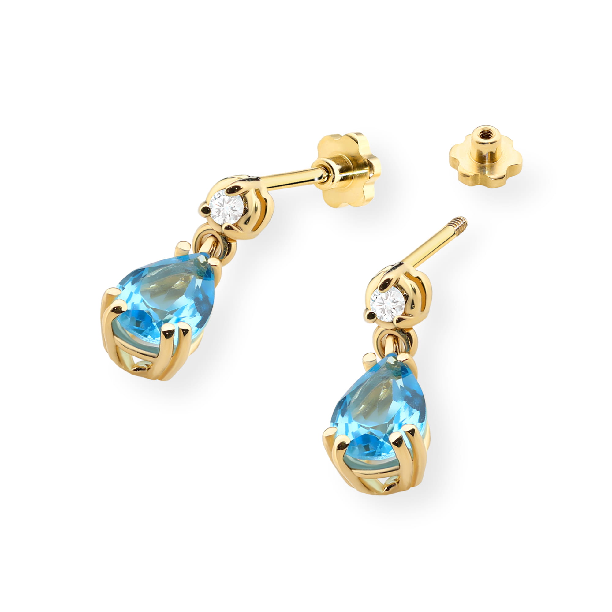 Kolczyki Topaz 2 x 0,90ct żółte złoto sztyft zakręcany 2 90ct żółte złoto sztyft zakręcany Jubiler Kraków BigDIAMOND