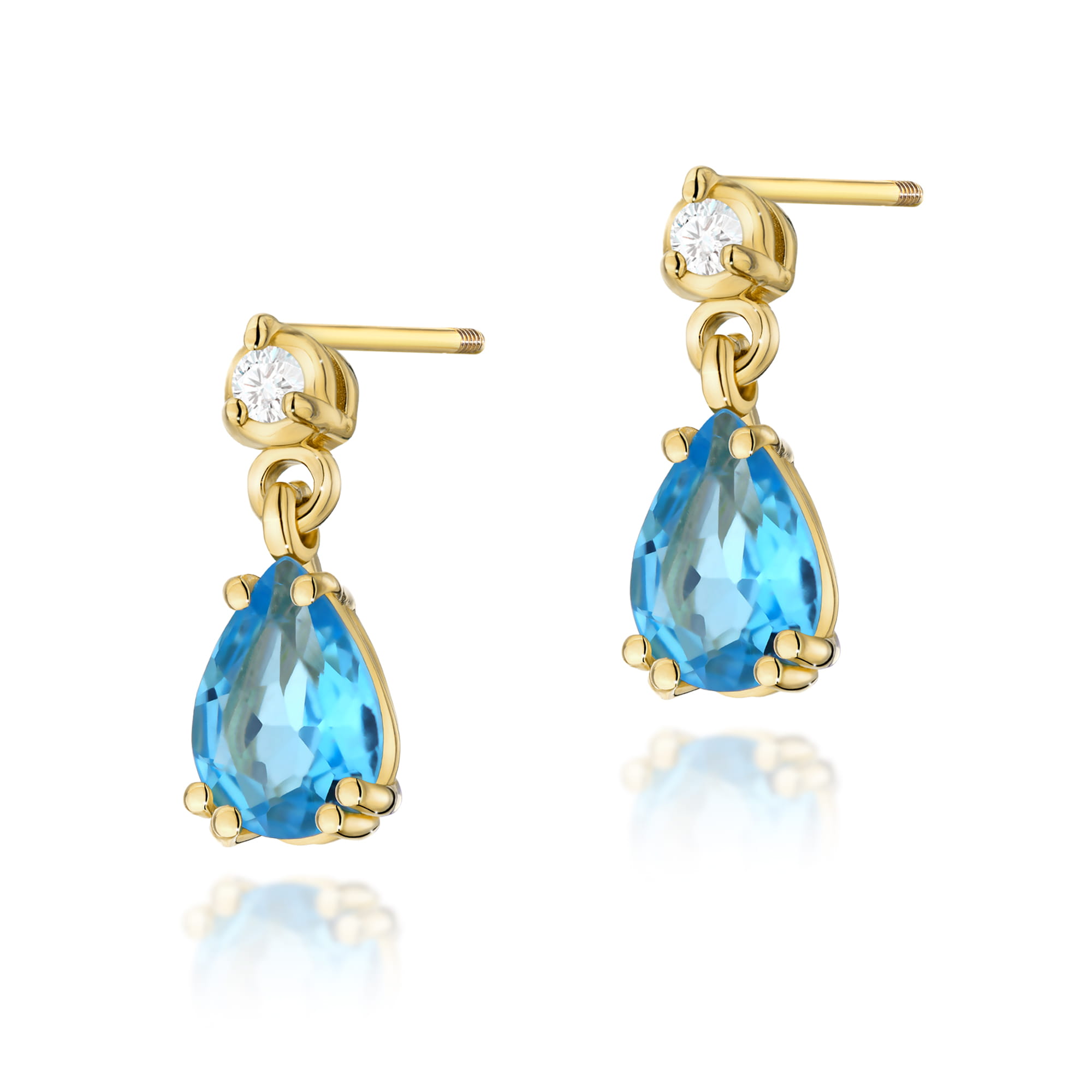 Kolczyki Topaz 2 x 0,90ct żółte złoto sztyft zakręcany 1 Kolczyki K0006 Topaz 2 x 0