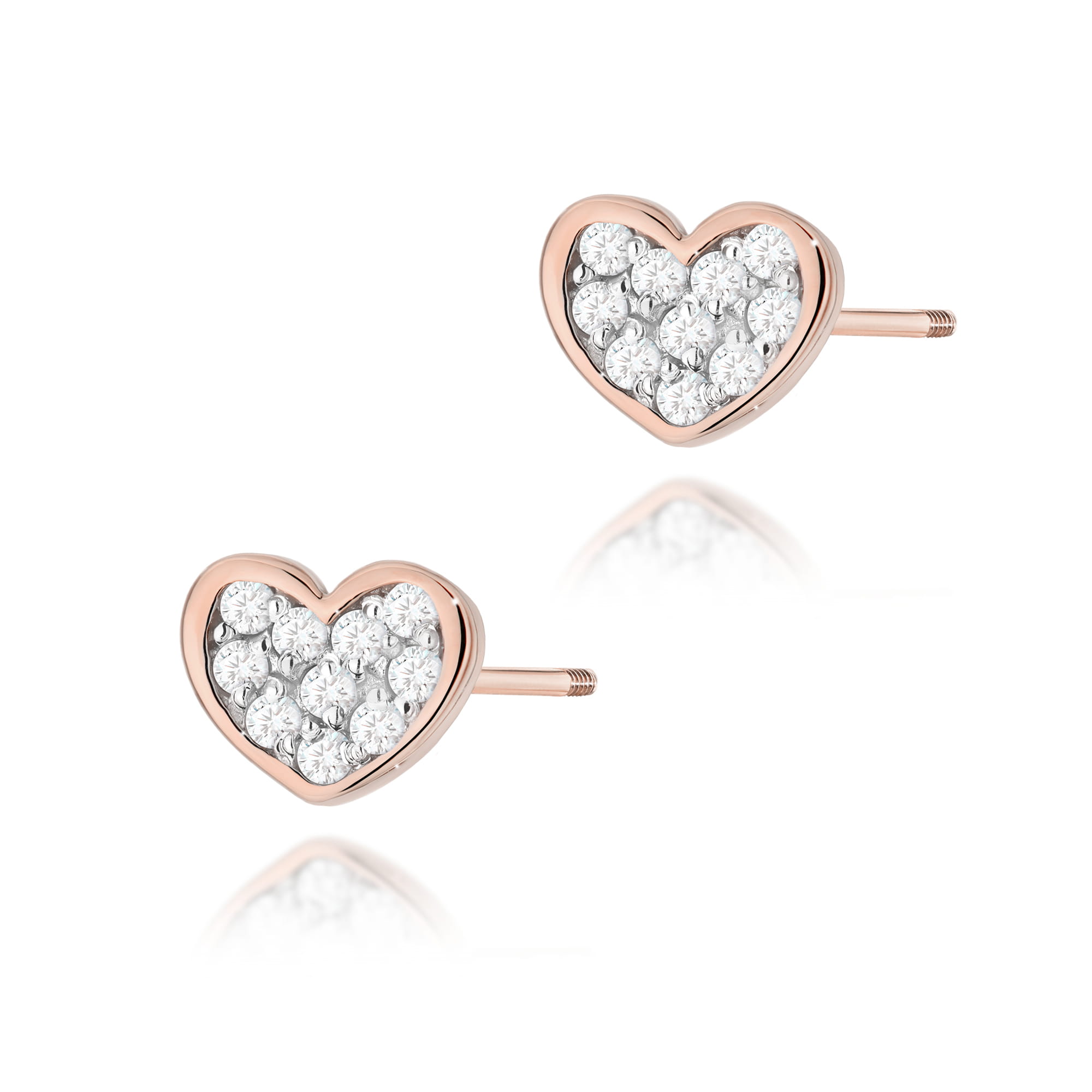 Kolczyki z diamentami różowe złoto sztyft zakręcany 1 Kolczyki K0021 z diamentami różowe złoto sztyft zakręcany Jubiler Kraków BigDIAMOND