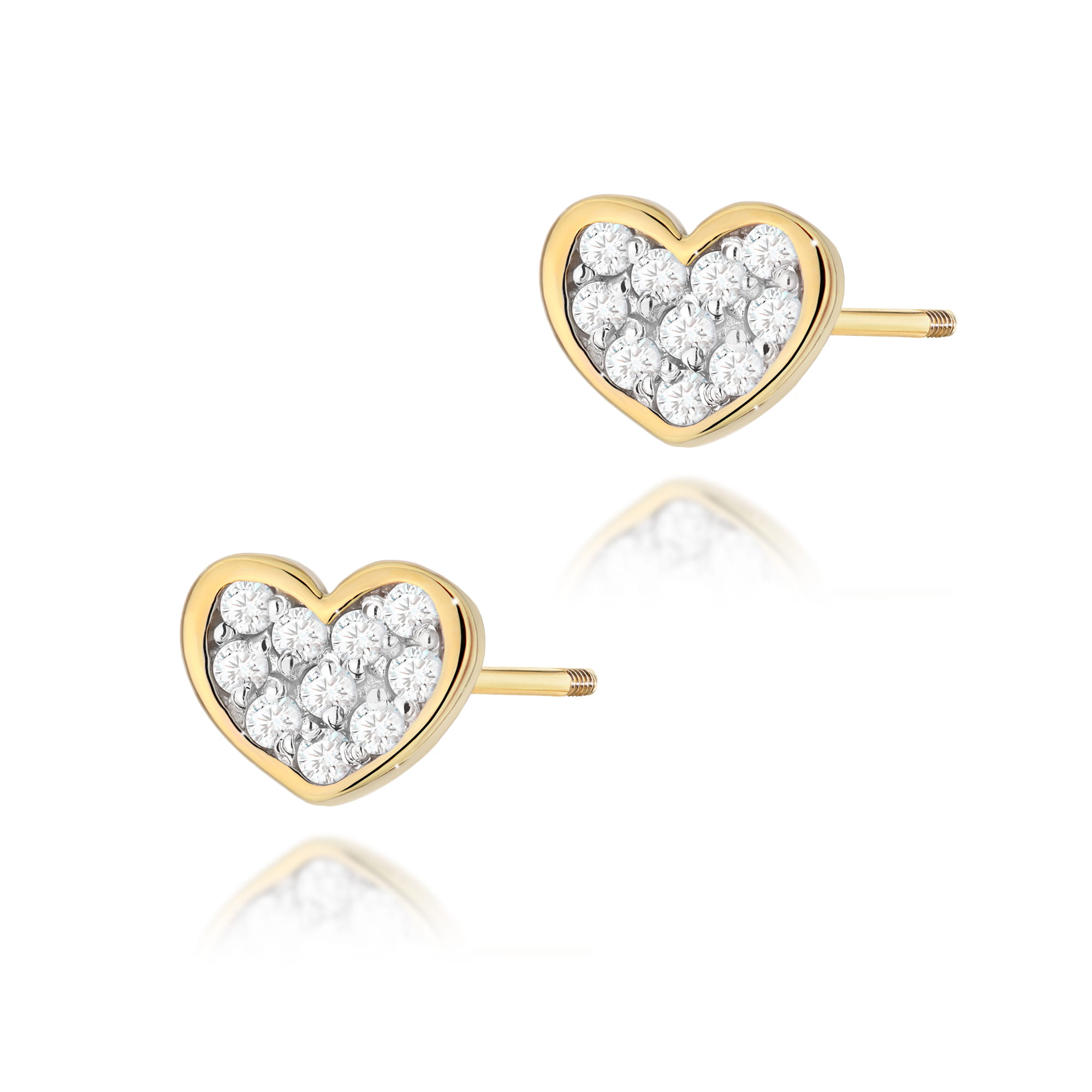 Kolczyki z diamentami żółte złoto sztyft zakręcany 1 Kolczyki K0021 z diamentami żółte złoto sztyft zakręcany Jubiler Kraków BigDIAMOND