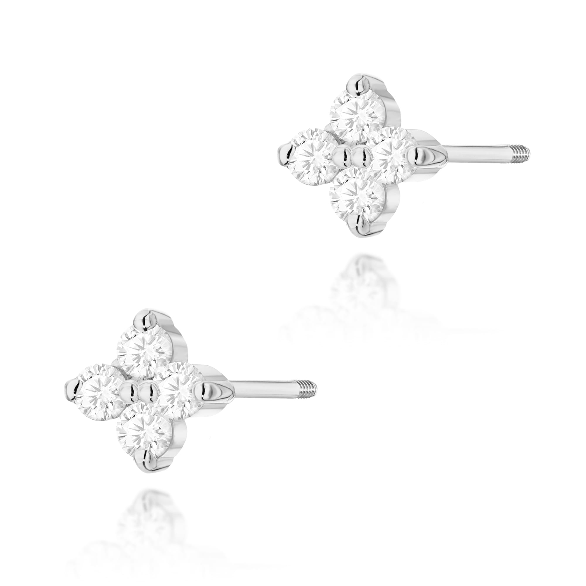 Kolczyki z diamentami białe złoto sztyft zakręcany 1 Kolczyki K0024 z diamentami białe złoto sztyft zakręcany Jubiler Kraków BigDIAMOND