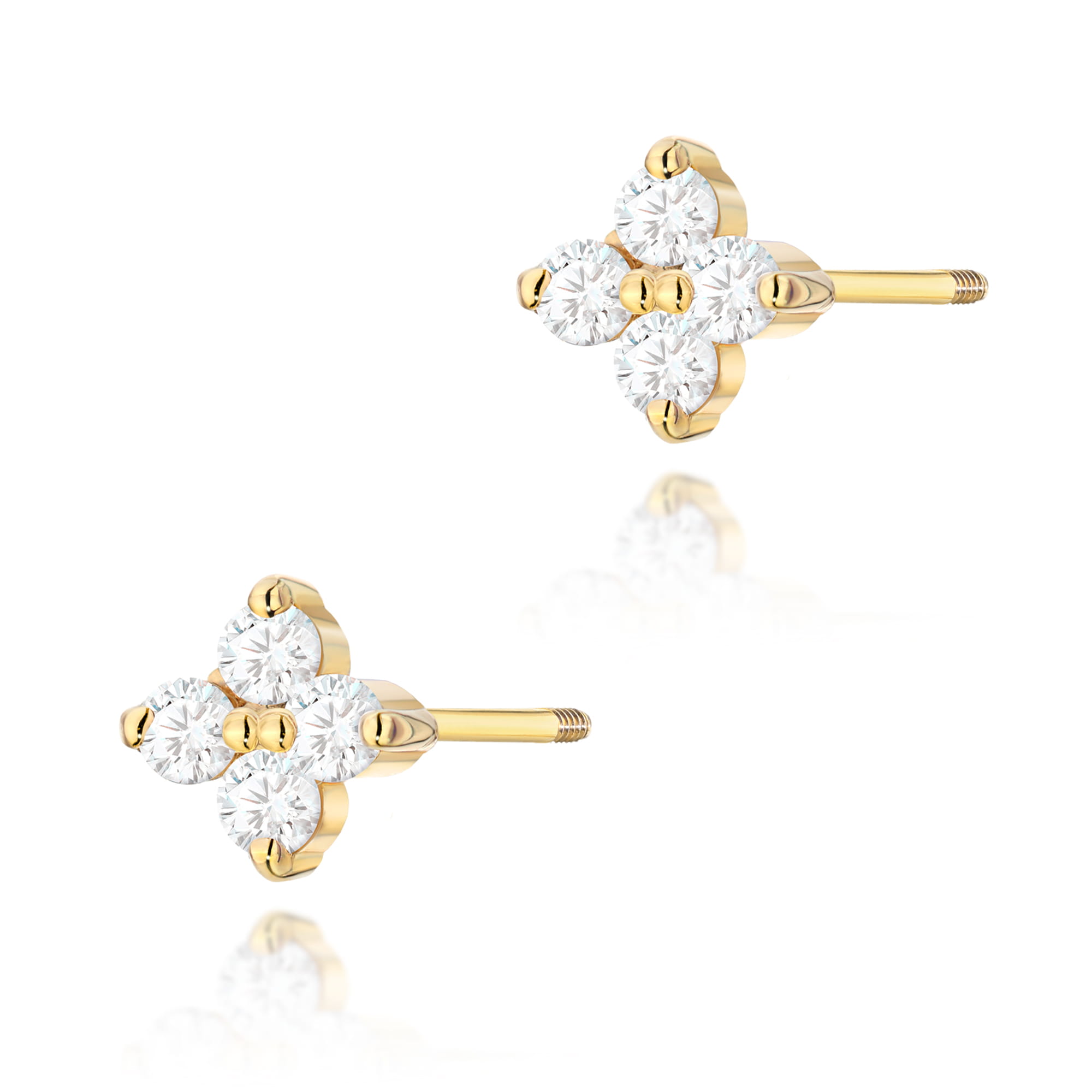 Kolczyki z diamentami żółte złoto sztyft zakręcany 1 Kolczyki K0024 z diamentami żółte złoto sztyft zakręcany Jubiler Kraków BigDIAMOND