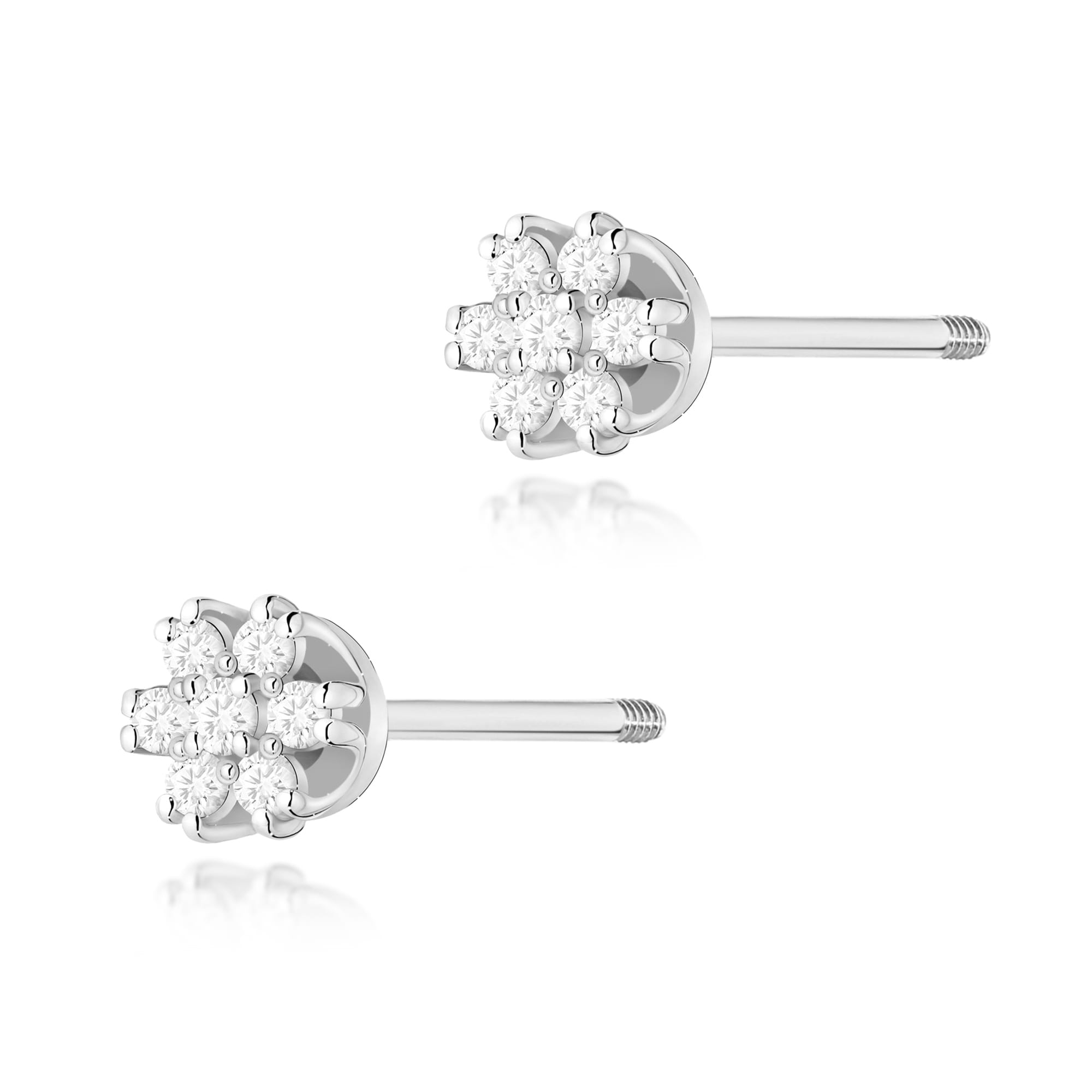 Kolczyki z diamentami białe złoto sztyft zakręcany 1 Kolczyki K0026 z diamentami białe złoto sztyft zakręcany Jubiler Kraków BigDIAMOND
