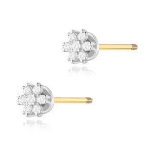 Kolczyki K0026 z diamentami żółte złoto sztyft zakręcany Jubiler Kraków BigDIAMOND