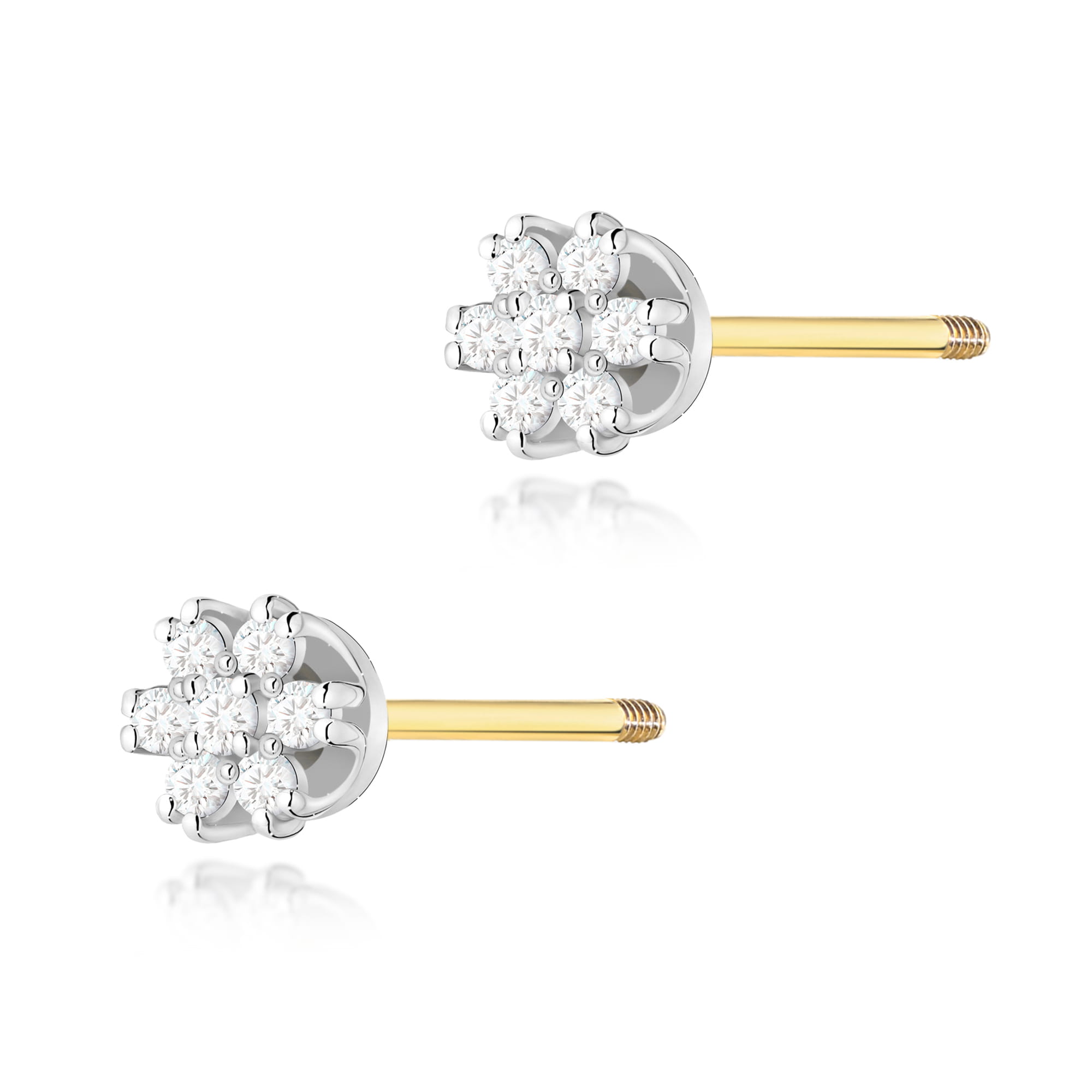 Kolczyki z diamentami żółte złoto sztyft zakręcany 1 Kolczyki K0026 z diamentami żółte złoto sztyft zakręcany Jubiler Kraków BigDIAMOND