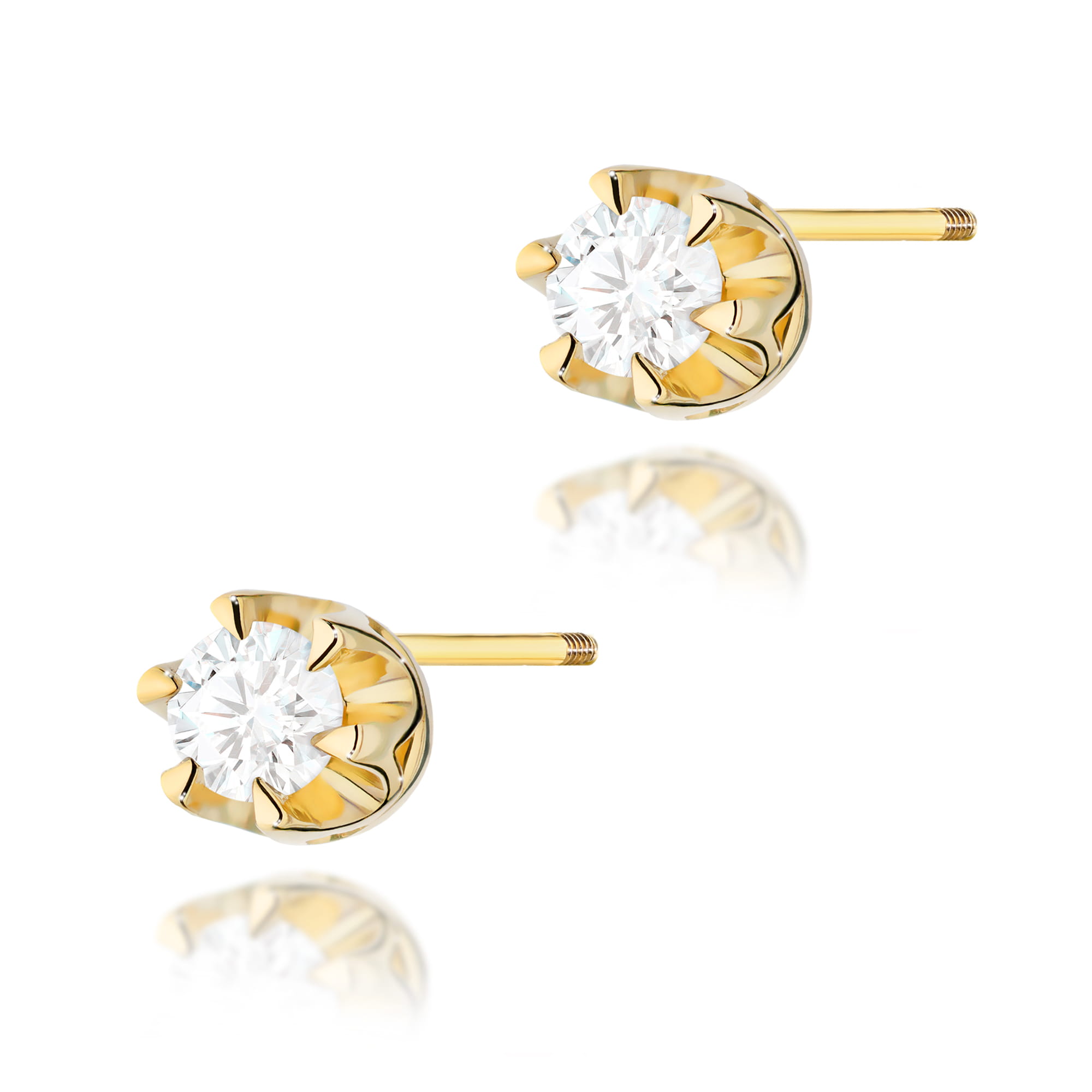 Kolczyki Diament 2 x 0,08ct żółte złoto sztyft zakręcany 1 Kolczyki K0032 Diament 2 x 0