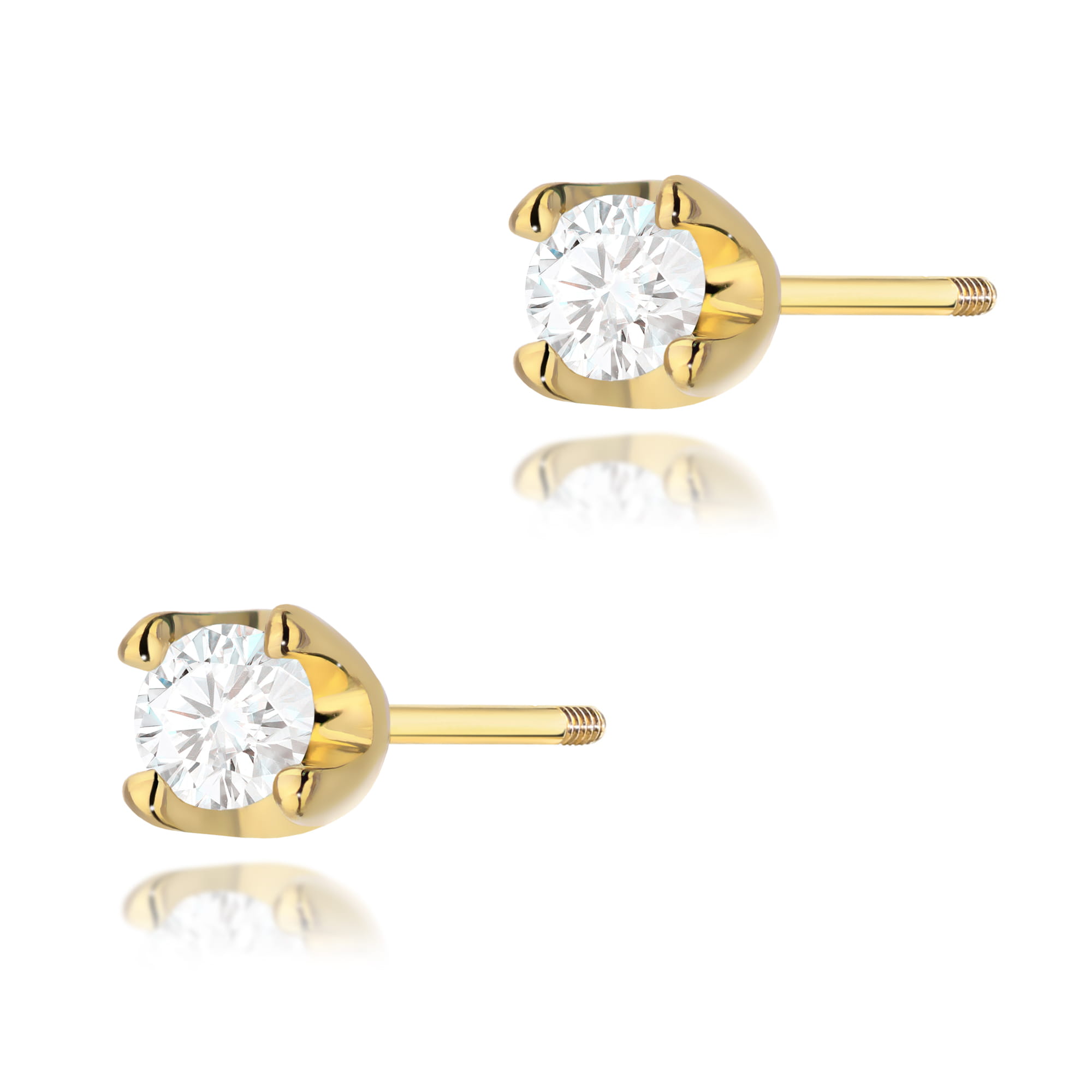 Kolczyki Diament 2 x 0,08ct żółte złoto sztyft zakręcany 1 Kolczyki K0034 Diament 2 x 0