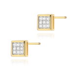 Kolczyki K0036 z diamentami żółte złoto sztyft zakręcany Jubiler Kraków BigDIAMOND