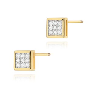 Kolczyki K0036 z diamentami żółte złoto sztyft zakręcany Jubiler Kraków BigDIAMOND