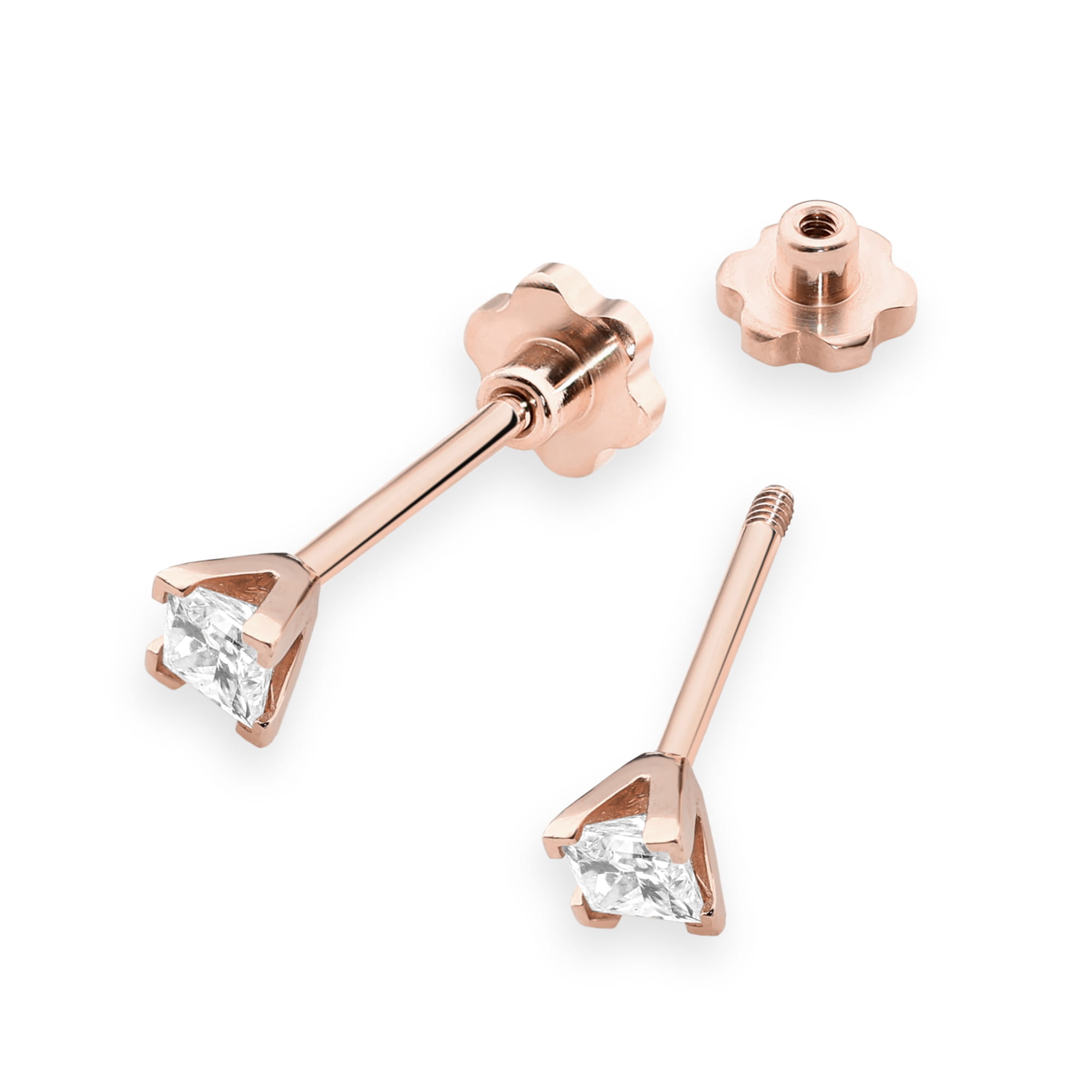 Kolczyki Diament 2 x 0,15ct różowe złoto sztyft zakręcany 2 15ct różowe złoto sztyft zakręcany Jubiler Kraków BigDIAMOND