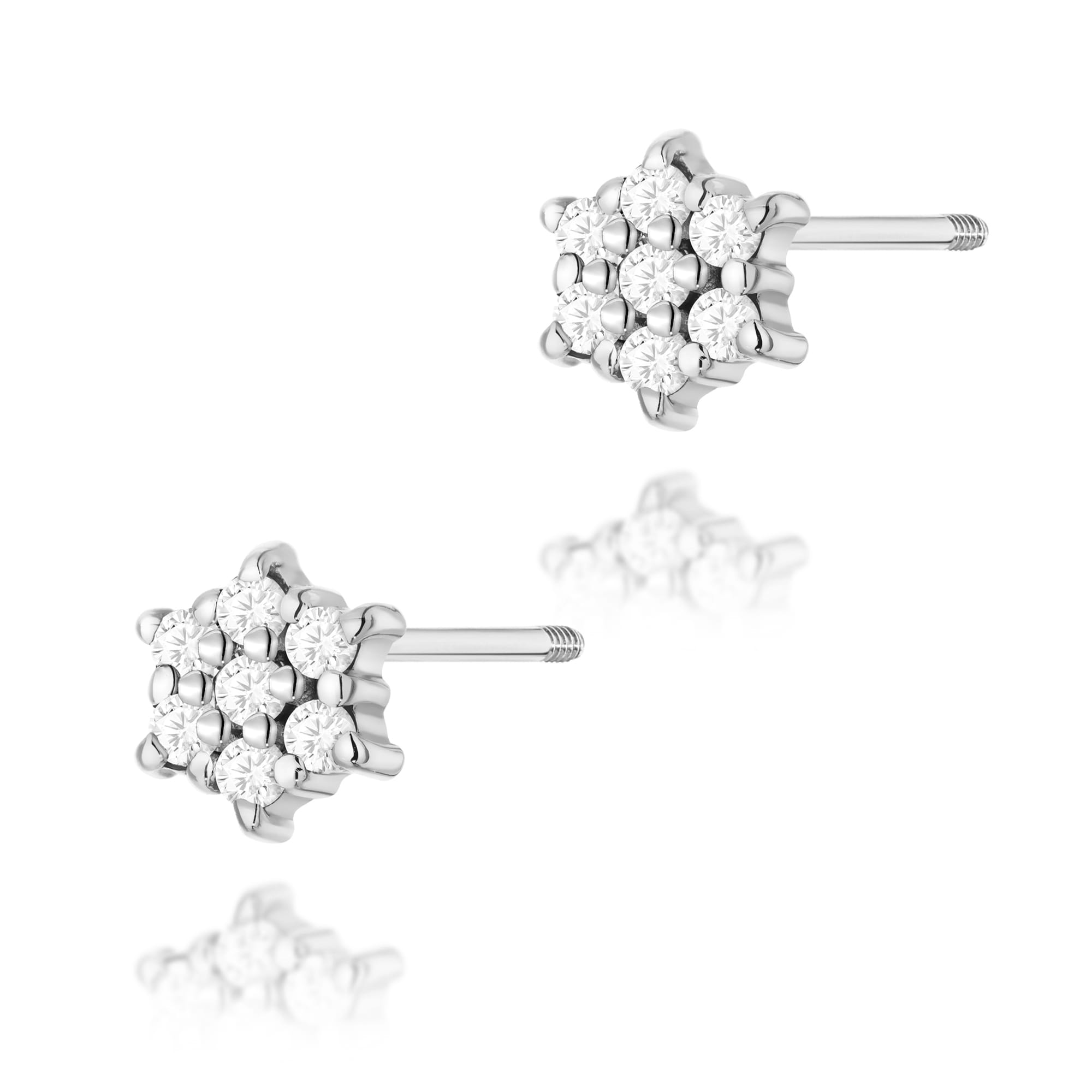 Kolczyki z diamentami białe złoto sztyft zakręcany 1 Kolczyki K0039 z diamentami białe złoto sztyft zakręcany Jubiler Kraków BigDIAMOND