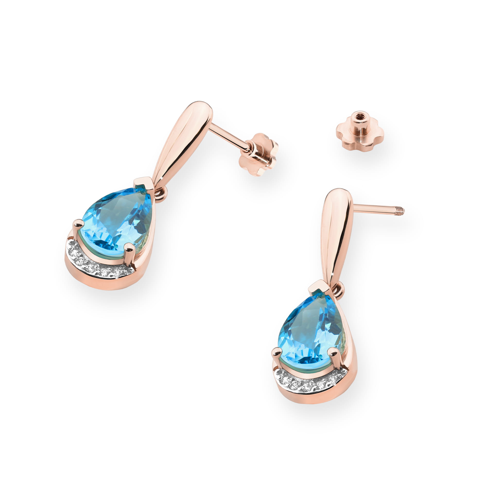 Kolczyki Topaz 2 x 1,40ct różowe złoto sztyft zakręcany 2 40ct różowe złoto sztyft zakręcany Jubiler Kraków BigDIAMOND