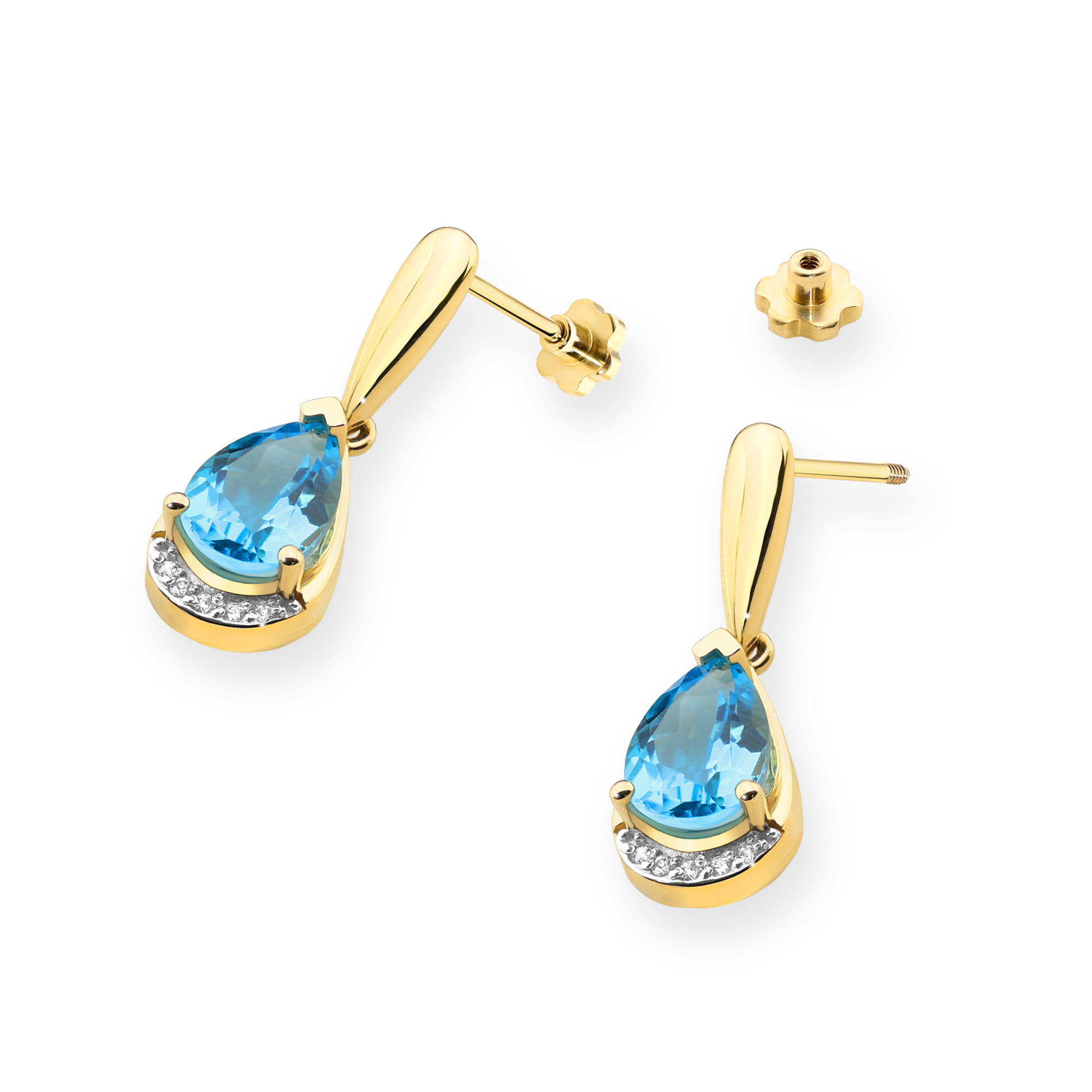 Kolczyki Topaz 2 x 1,40ct żółte złoto sztyft zakręcany 2 40ct żółte złoto sztyft zakręcany Jubiler Kraków BigDIAMOND
