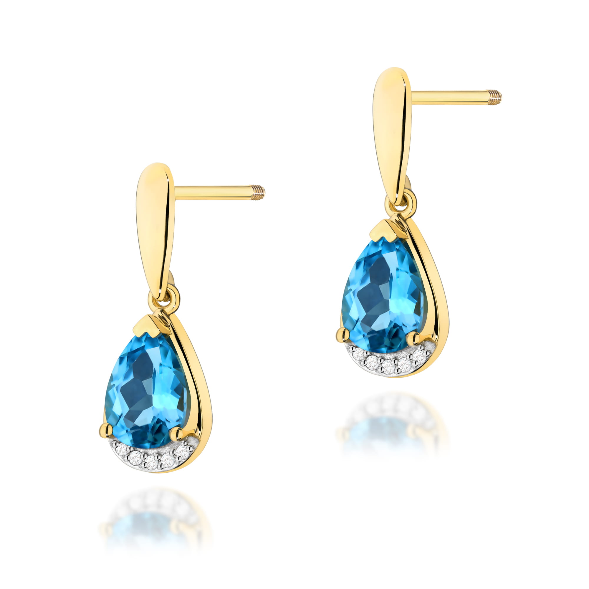 Kolczyki Topaz 2 x 1,40ct żółte złoto sztyft zakręcany 1 Kolczyki K0051 Topaz 2 x 1